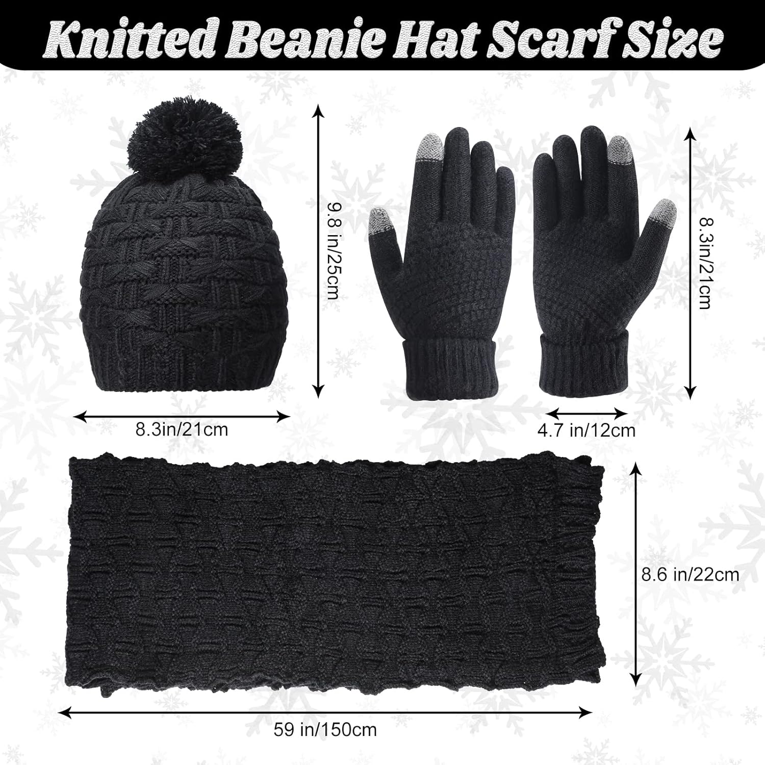 JenPen 4 Pcs Winter Hat Scarf and Gloves Set for Women Include Ear Cover Cold Weather Scarf Hat Knit Beanie Gloves - Image 2