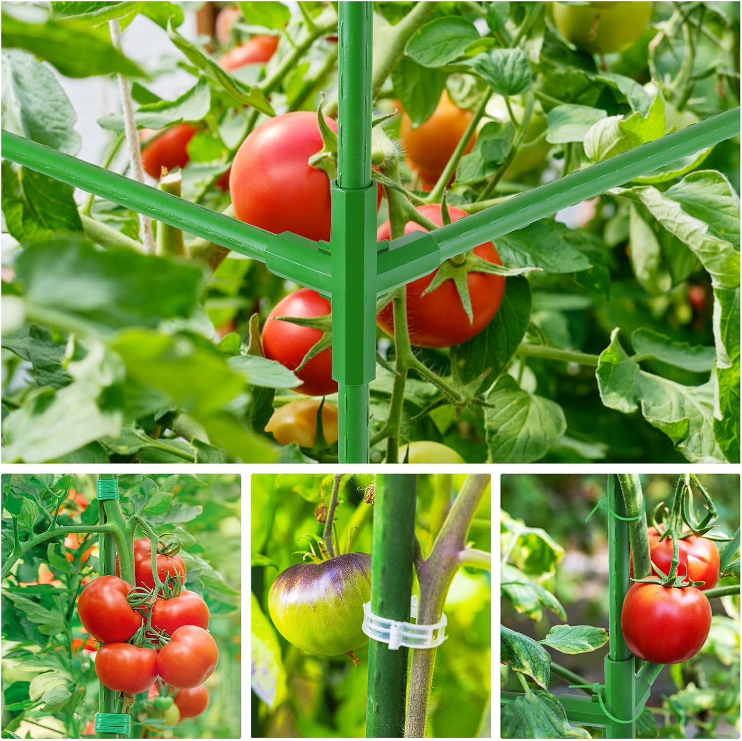 POILKMNI 66x17x49 Inch Garden Tomato Cages with 46 Gallon Grow Bags, Square Plant Support Trellis Assembled with Planter Bags, Garden Cucumber Vegetables Frames for Vertical Climbing Plants