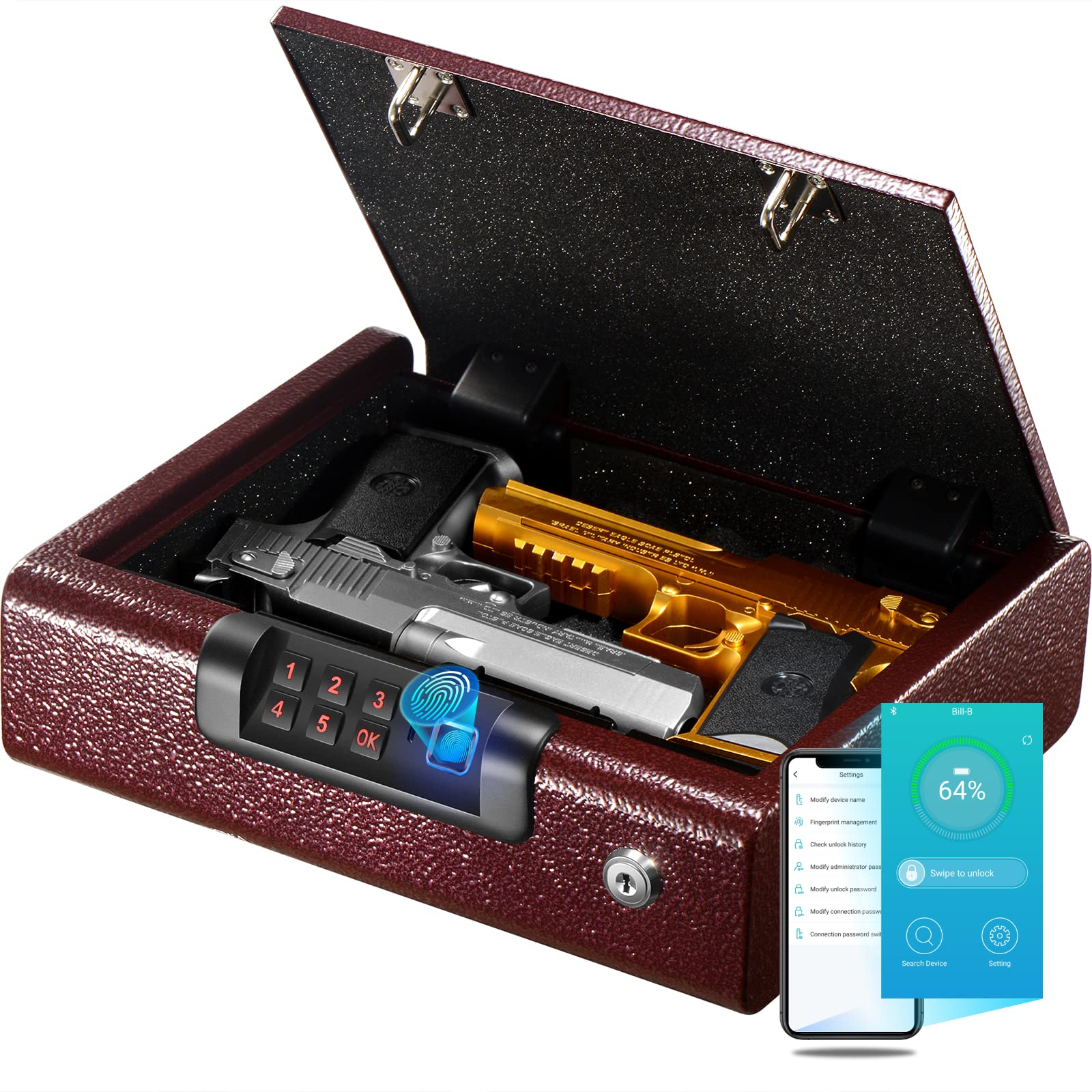 Buy BILLCONCH Safe,Biometric Safe for Pistols 4Ways Unlock Safe View