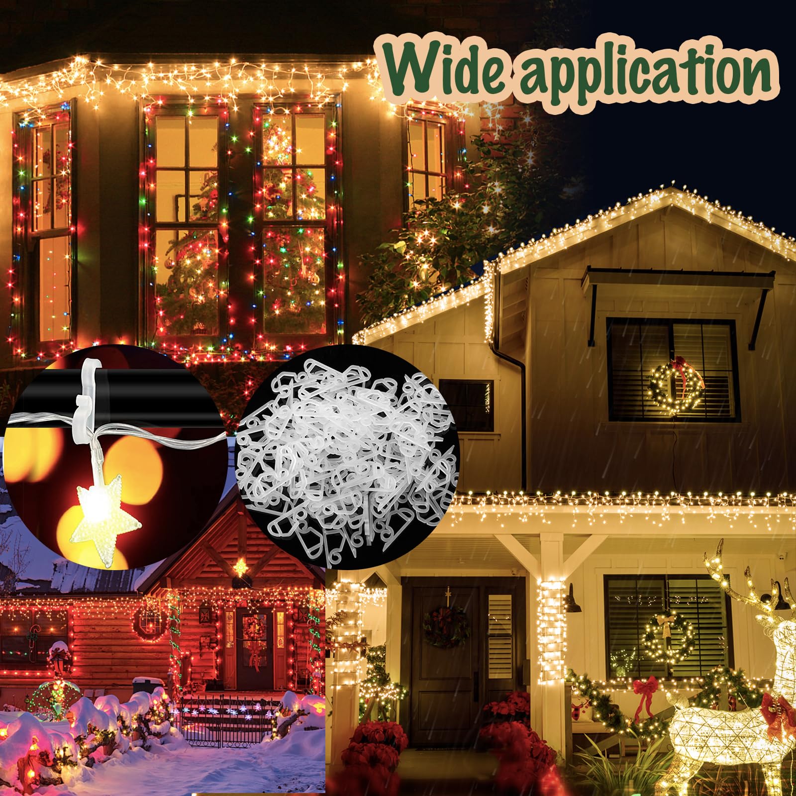 150 pezzi di Natale clip di luce grondaie ganci appesi mini plastica luci esterne appese ganci per luci del partito decorazione anniversario grondaia ghiaia luci stringa bianco