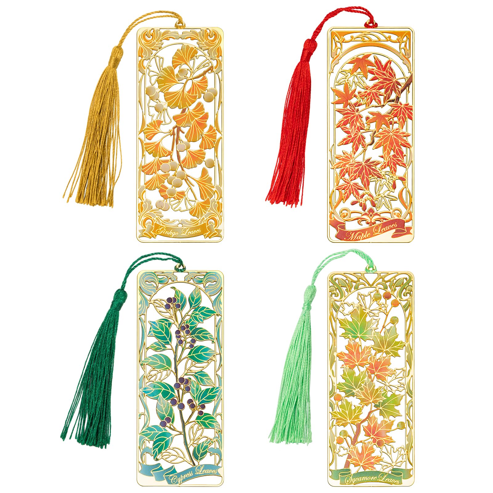 Uideyvi 4 Pieces of deciduous Metal Bookmarks, Very Suitable for Female Readers (BKM-069-F4)