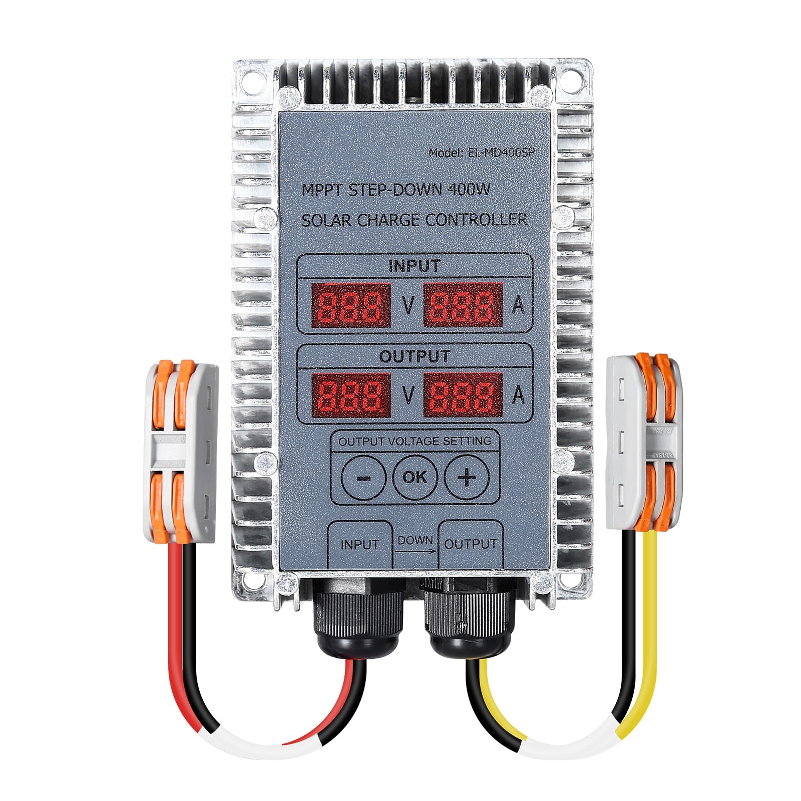 DEWIN Controlador de Carga Solar, Boost MPPT Regulador de Carga Solar 24-85V Voltaje Ajustable Step Up Cargador de Batería Solar 400W