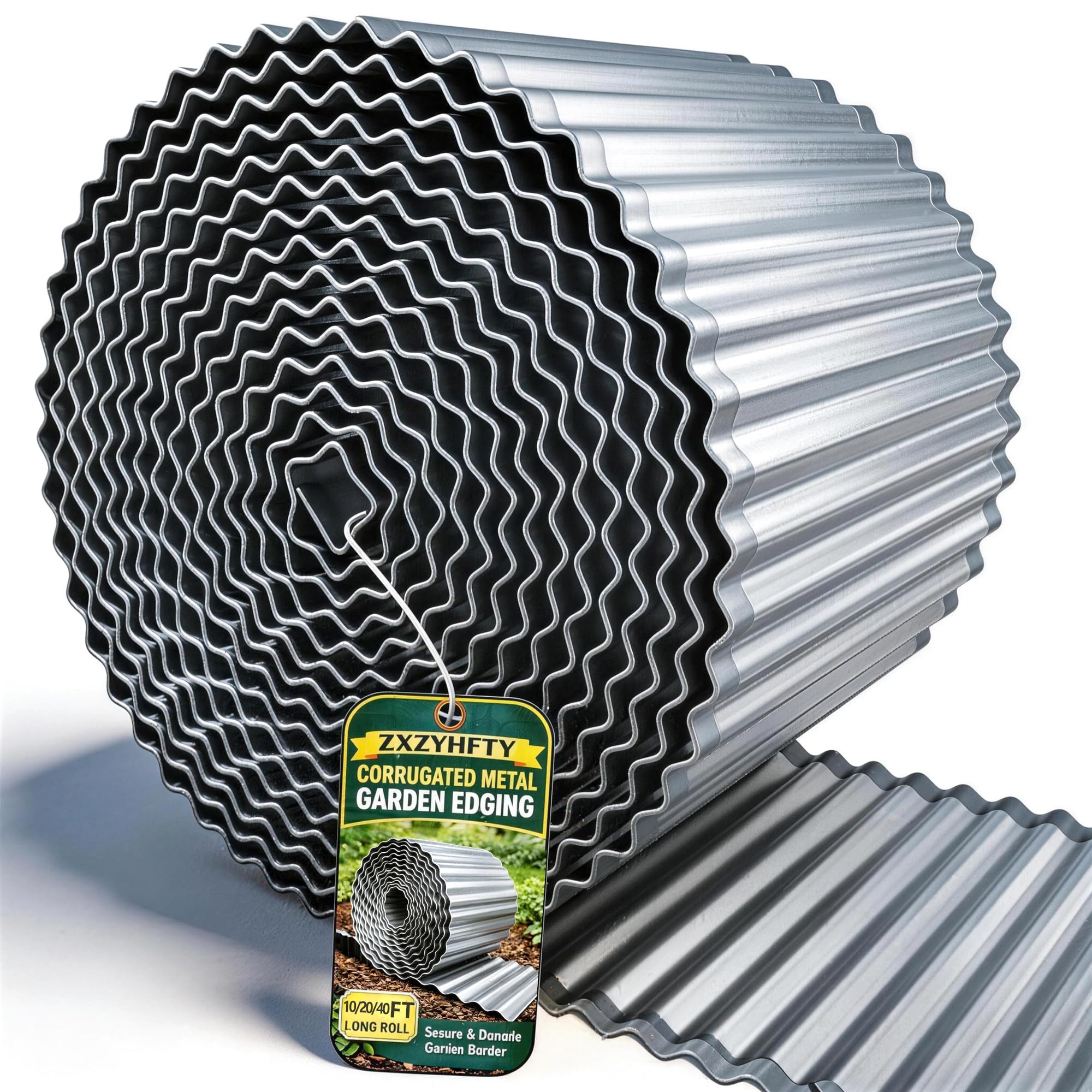 ZXZYHFTY Corrugated Metal Garden Edging Silver