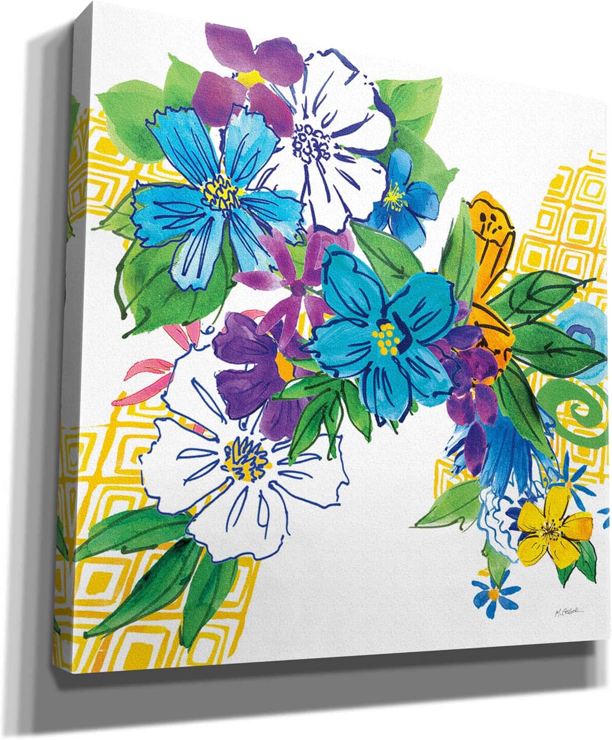 Epic Graffiti 'Flower Power III' by Mike Schick, Giclee Canvas Wall Art, 12"x12"