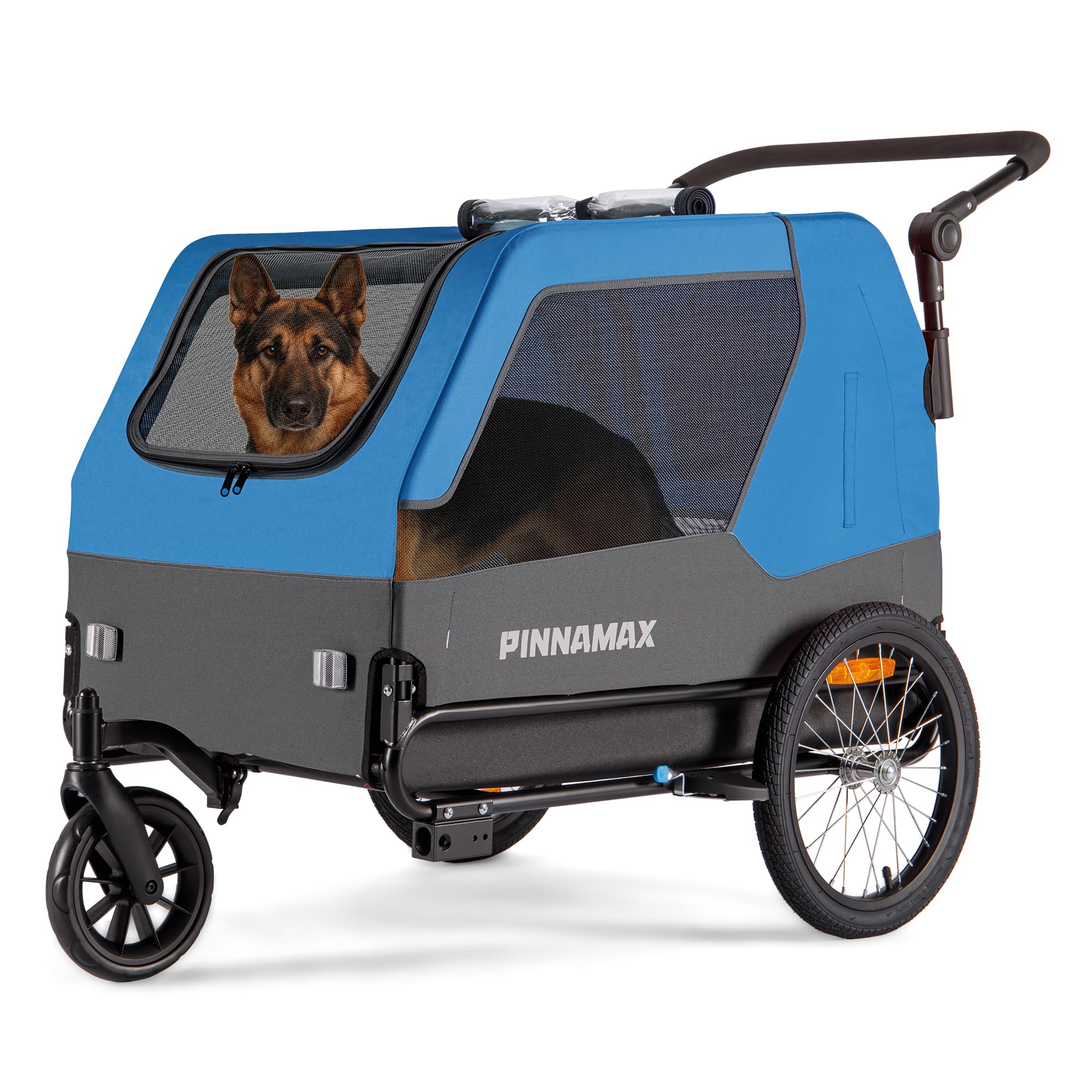Remolque para Perros PINNAMAX para Bicicletas: Carrito para Mascotas 2 en 1, con una Capacidad de Carga de hasta 45 kg; Remolque para Perros con Enganche Universal para Bicicleta