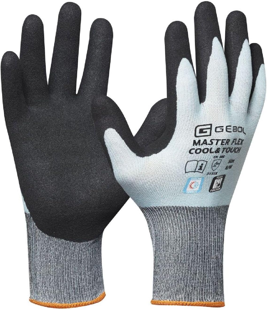 Gebol Master Flex Cool&Touch | Size XL (Size 10) | Cooling Work Gloves Against Sweat | Touch Screen Capable | Breathable Protective Gloves with High Wearing Comfort | for Men | Ice Blue | 1 Pair