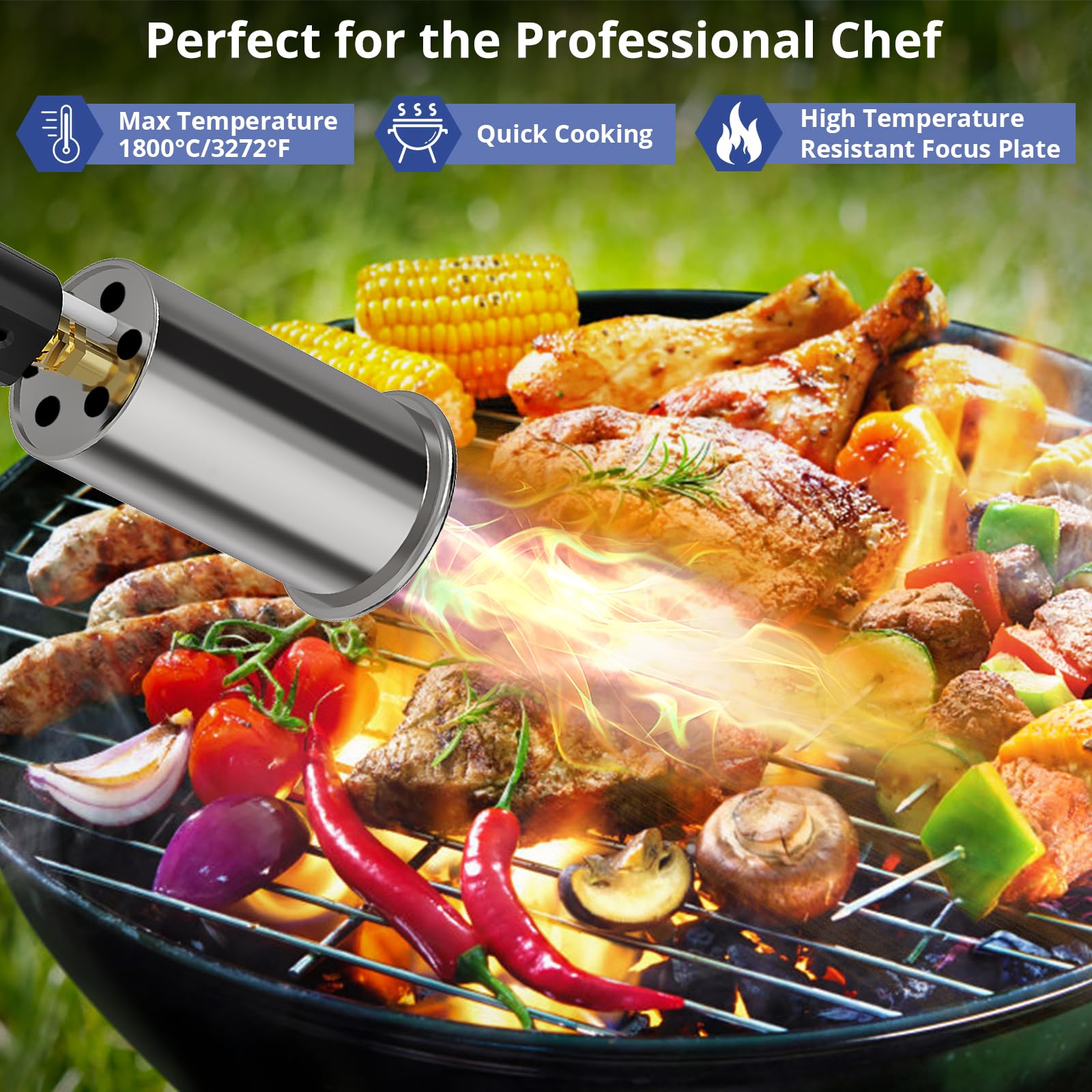 Sondiko Potente torcia a propano L8010 per grill e cottura, per cottura al fuoco, bruciatore regolabile per bistecche, barbecue, saldature (rosso e nero) serbatoio propano non incluso