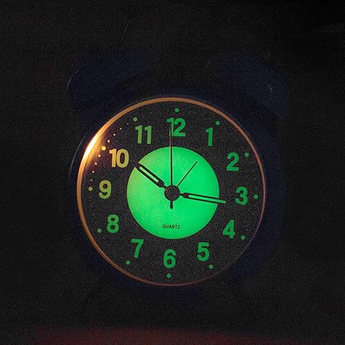 Miniatura 3 de PILIFE Reloj despertador analógico de 4 pulgadas súper silencioso sin tictac, reloj despertador de doble campana, luz de fondo, luminoso, sin