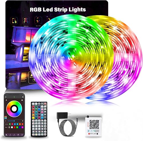 Miniatura 5 de Tira de luces LED para dormitorio, 200 pies (2 rollos de 100 pies) RGB, tira de luces LED sincronizadas con música, tiras de luces inteligentes