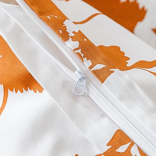 Miniatura 4 de SUSYBAO Juego de funda de edredón botánica oxidada, tamaño King, 100% algodón, hojas de terracota, juego de 3 piezas, 1 funda de edredón de planta