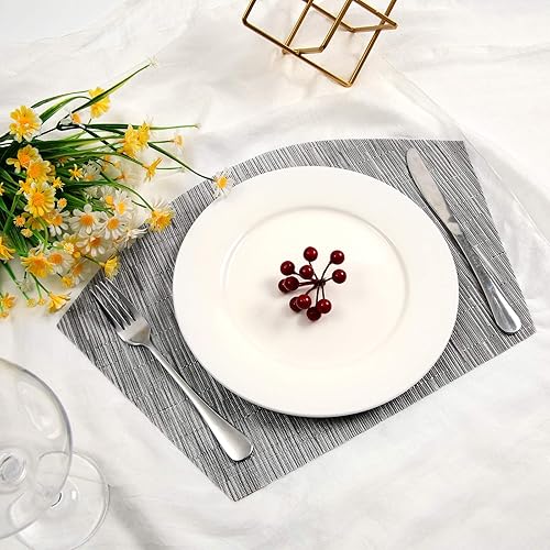 Miniatura 7 de SHACOS - Juego de 4 manteles individuales para mesa redonda pequeña, manteles individuales con forma de cuña, resistentes al calor, de vinilo