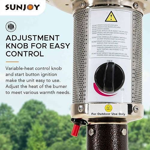 Miniatura 6 de Sunjoy Calentador de patio de 47,000 BTU, calentador de propano portátil independiente, calentador de propano para exteriores con marco de acero con