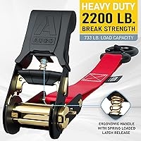 Vista 2 de AUGO Correas de amarre de trinquete, 2 unidades, 15 pies, resistencia a la rotura de 2,200 libras, ganchos en S de bloqueo de seguridad, para mover