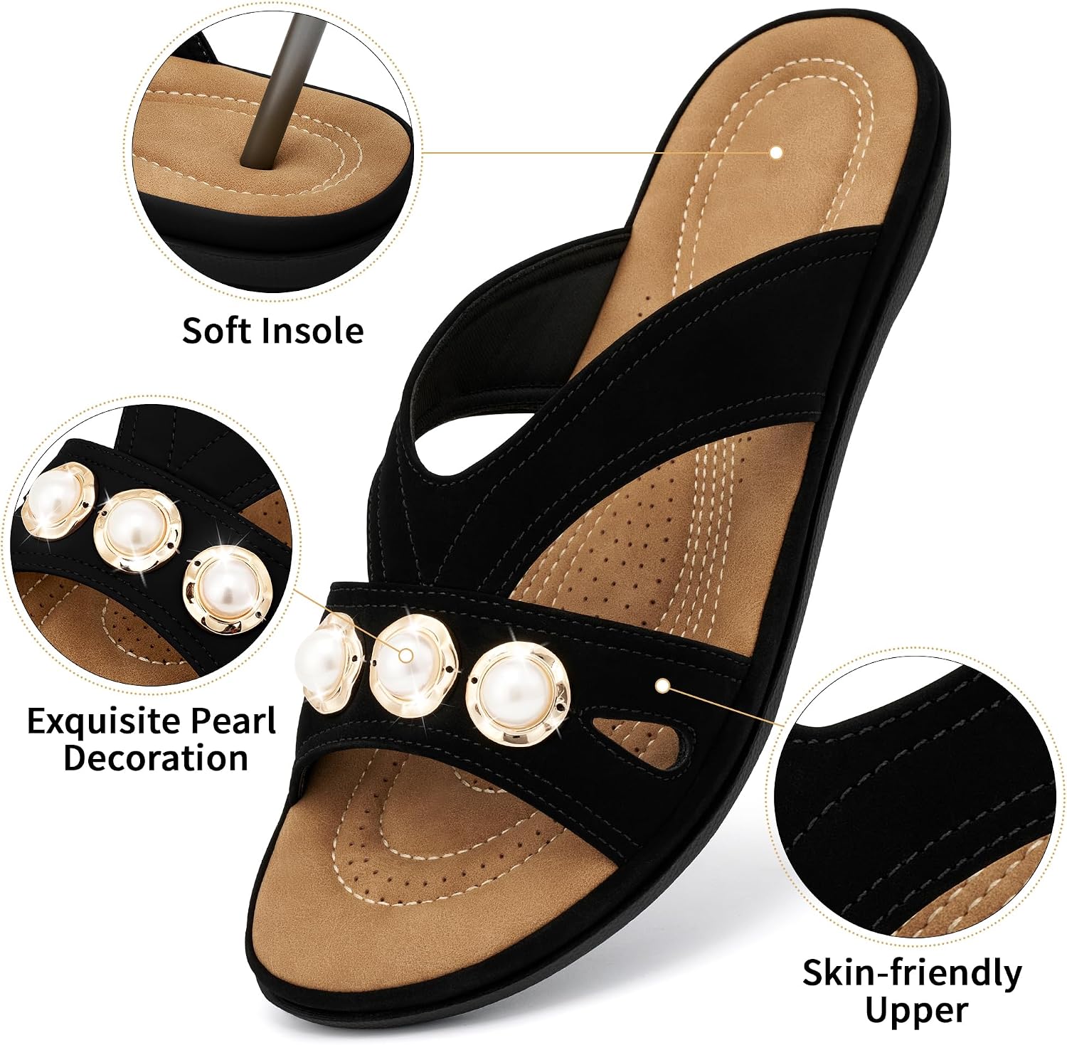 Ecetana Womens Flat Sandals 2026: Dressy Comfortable Walking Slides Casual Slip on Summer Sandals for Indoor & Outdoor image 4