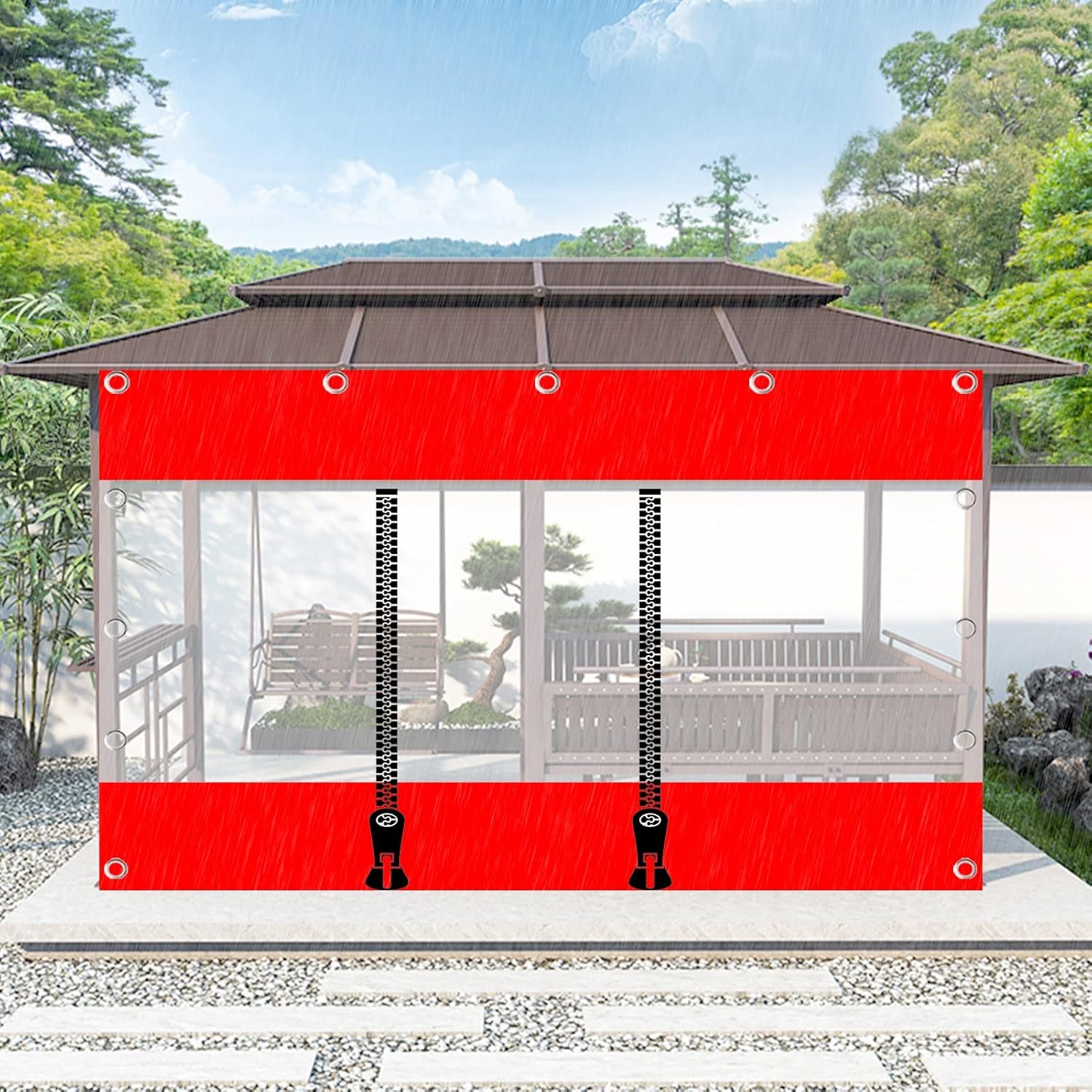 ALFAAL Garden Gazebos Curtain Waterproof Side Panels with