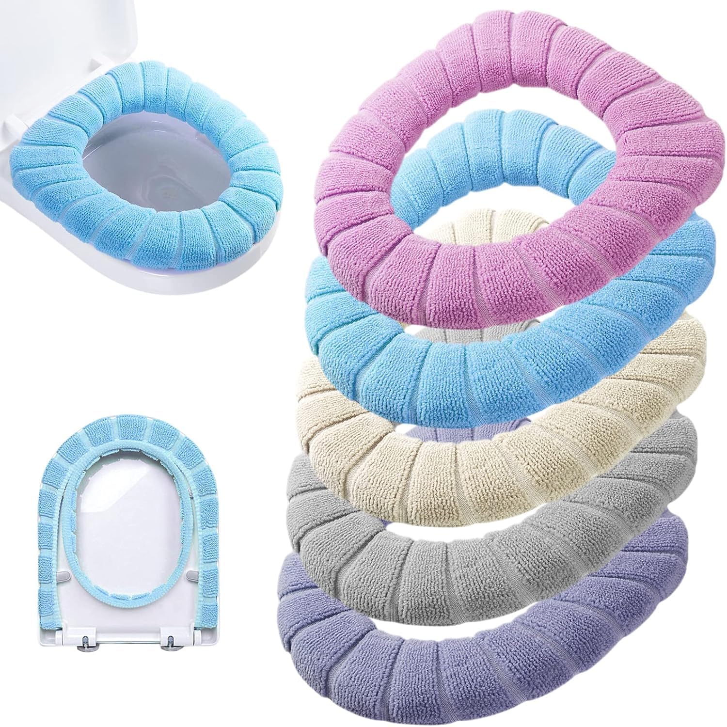 Washable Silicone Toilet Seat Cushion With Lifter Handle - Soft Foam Padded Bathroom Seat Cover - Reusable Waterproof Paste-On Toilet Pad For All Seasons, Easy To Install, Multicolor-image-48