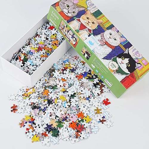 Vista 52 de MOMIBOOK Rompecabezas de 1000 piezas para adultos, rompecabezas de Civet Cat River View, imagen de pintura, rompecabezas de gato chino, desafiante