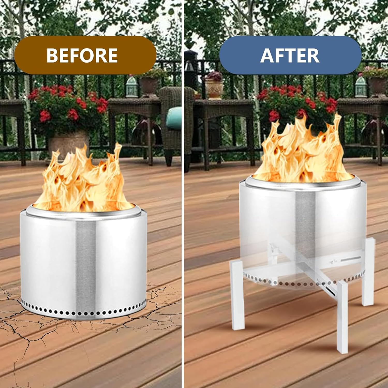 Firepit Stand for Solo Stove Accessories Bonfire Ranger Yukon and Other from 15 to 27 inch Fire Pit Adjustable Stainless Steel Outside Solostove Fireplace Patio Camping Backyard Parts