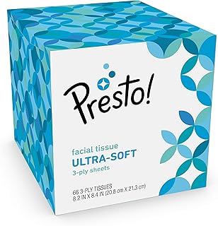 Amazon Brand - Presto! Ultra 3-Ply Facial Tissue, 66 Count (Pack of 1)