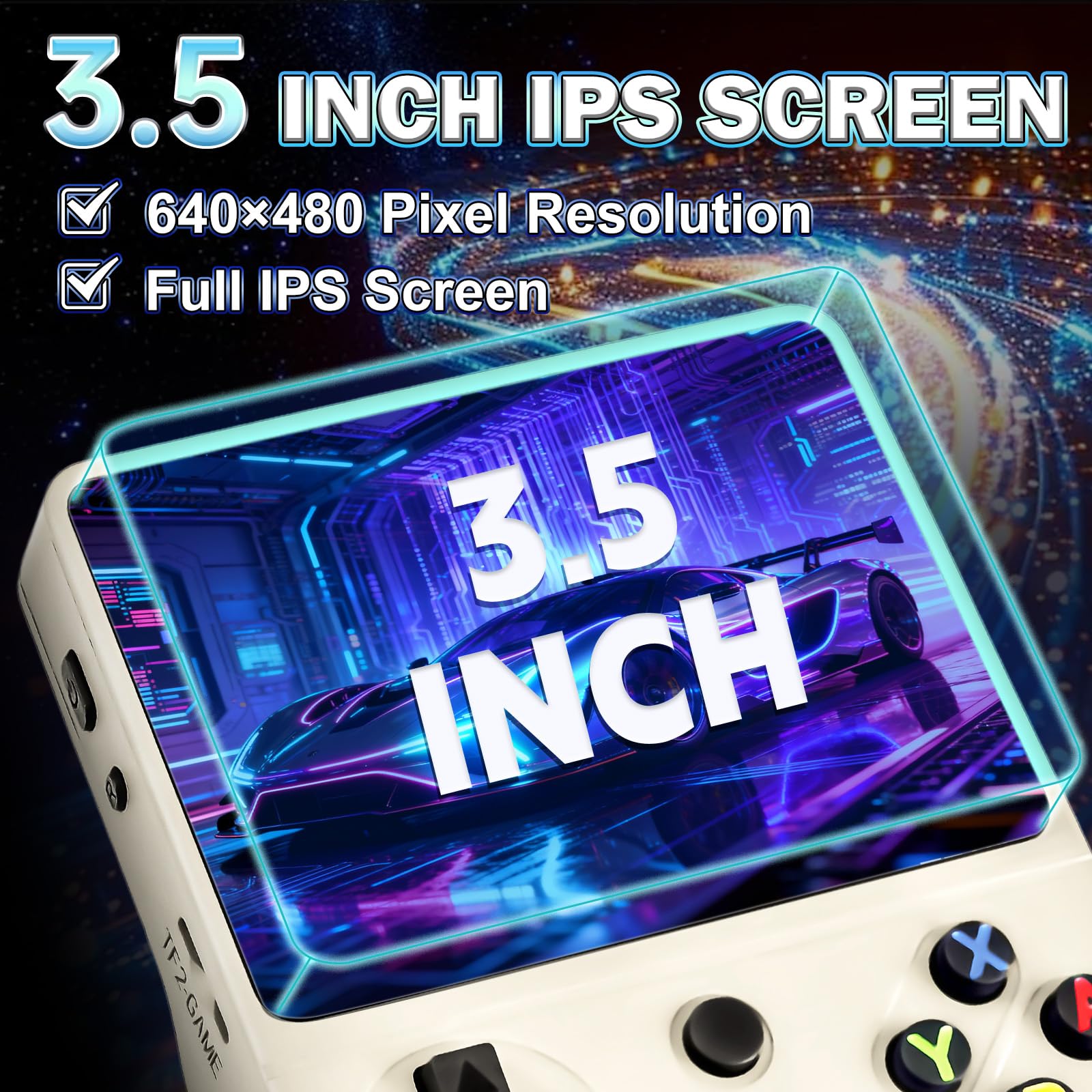 Forlarme RG36PRO Retro Video Game Console-Support 30000+ Classic Games,3.5"IPS Screen,Open Source System,64G TF card,3000mAh Battery,Portable Console for Teen or Partner - Gift for Christmas - White