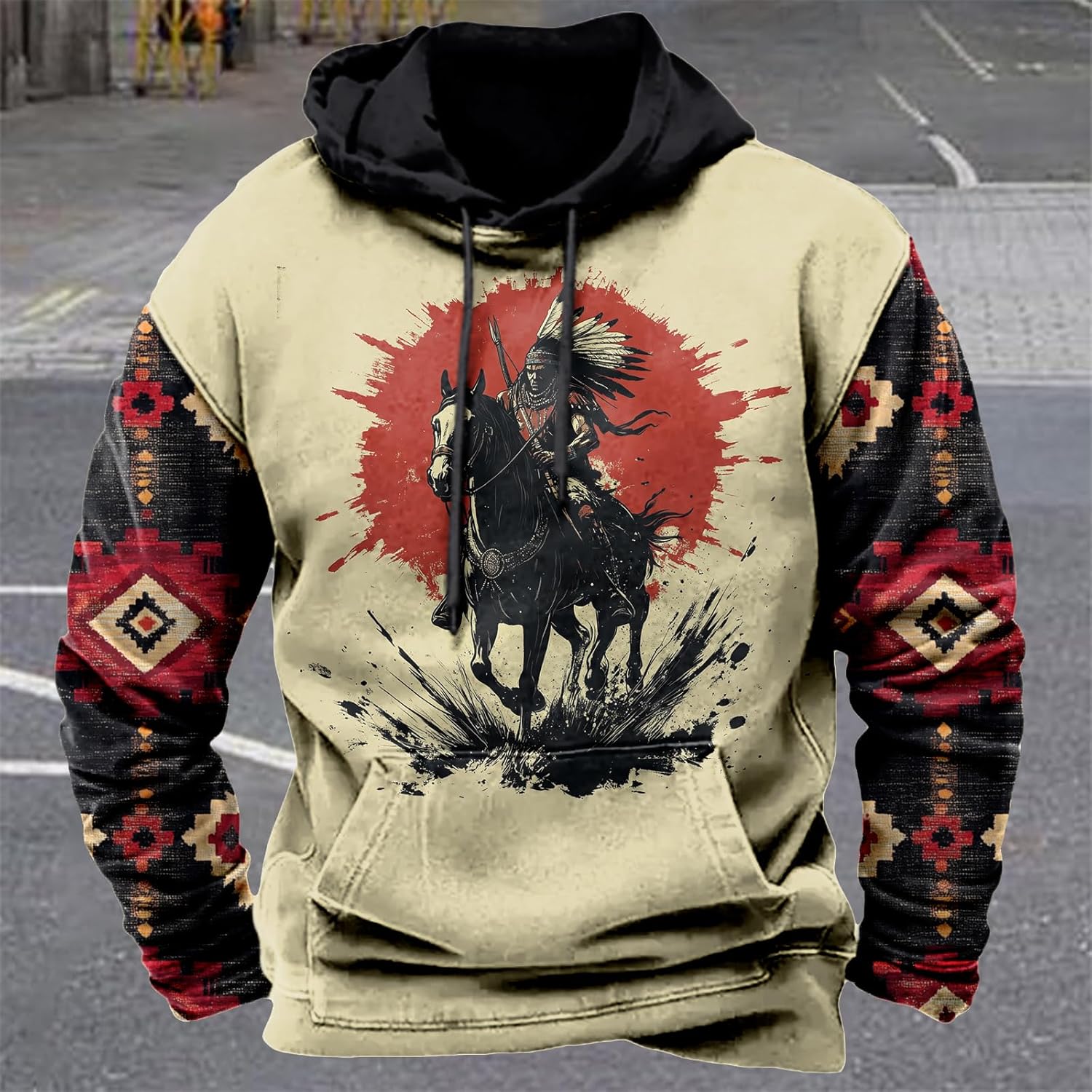 Hoodie for Men Western Cowboy Graphic Sweatshirts Country Cool Pullover Big and Tall Casual Hoodie With Pocket - Image 3