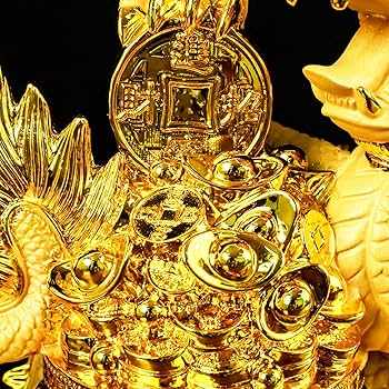 Amazon.co.jp: MKYOKO 風水の金の宝物の樹脂の彫像が付いている