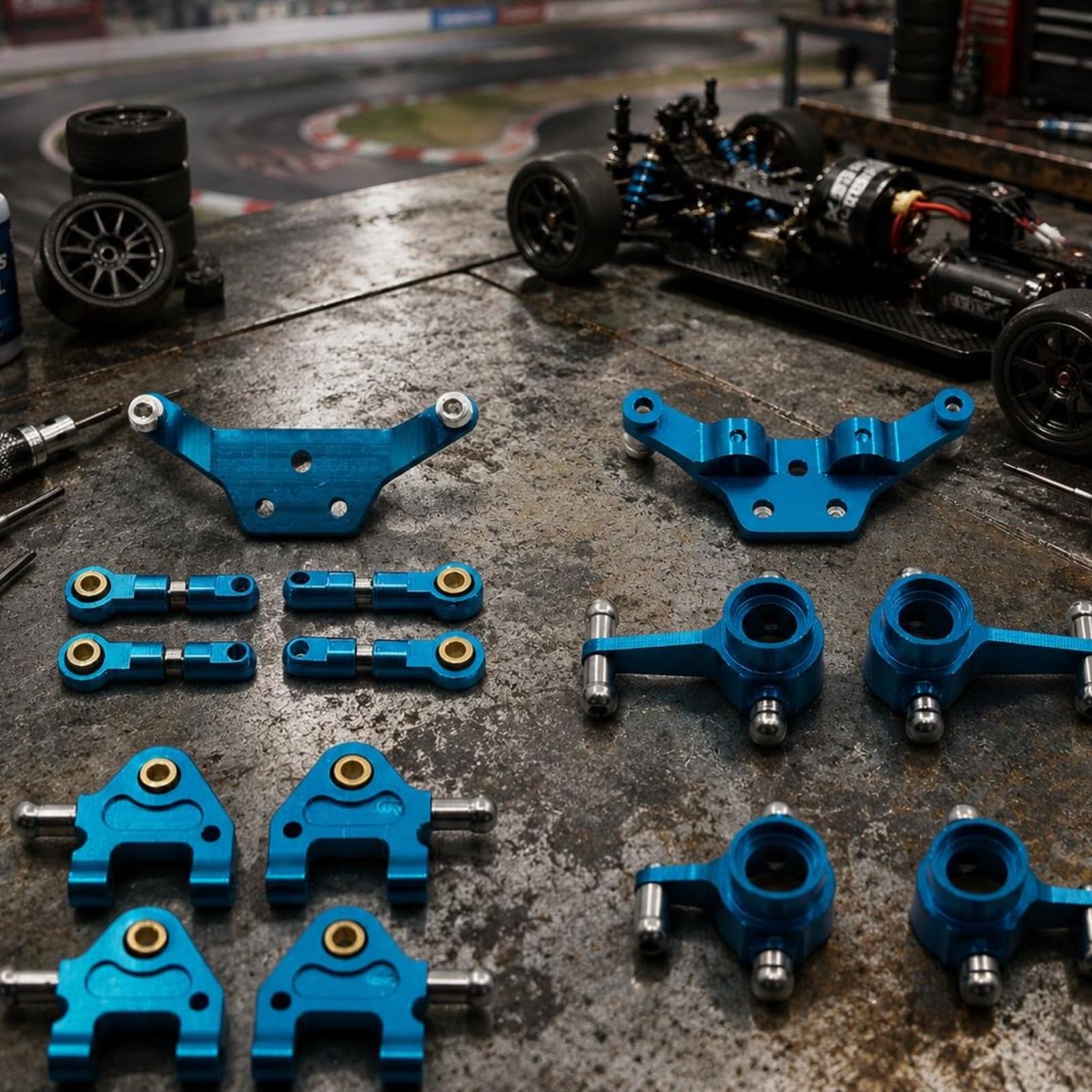 Veicolo in Lega Kit Componenti Rc Auto Sterzo Ammortizzatori Alluminio Anodizzato Aspetto Meccanico Montaggio Accurato Compatibile 1 28 Adatta per