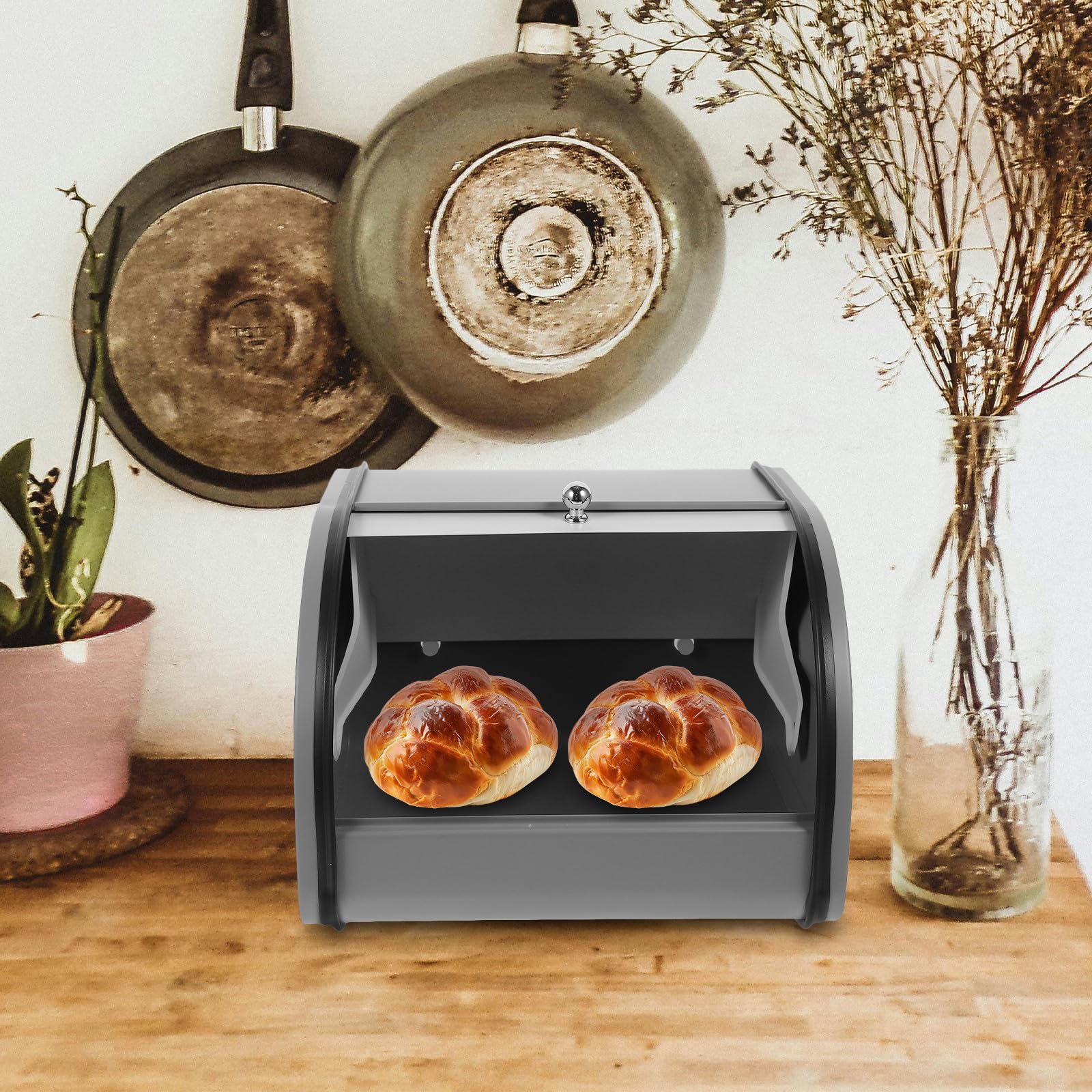 Operitacx Caja de Pan para Encimera de Cocina de Hierro Multifunción