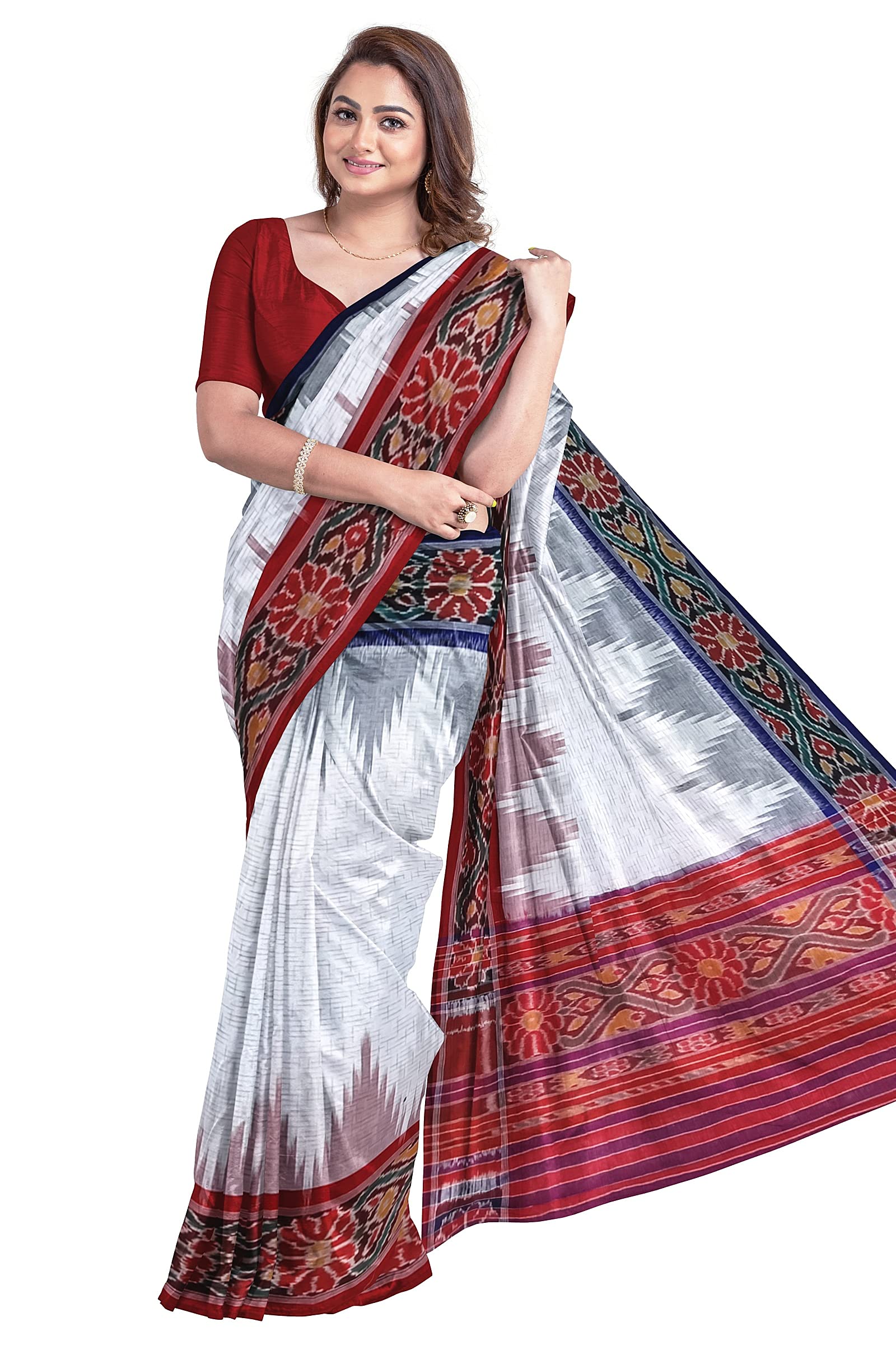 BHSWomen's Sambalpuri Pure Cotton Bomkai Saree (Nuapatanapata_Multicolour)
