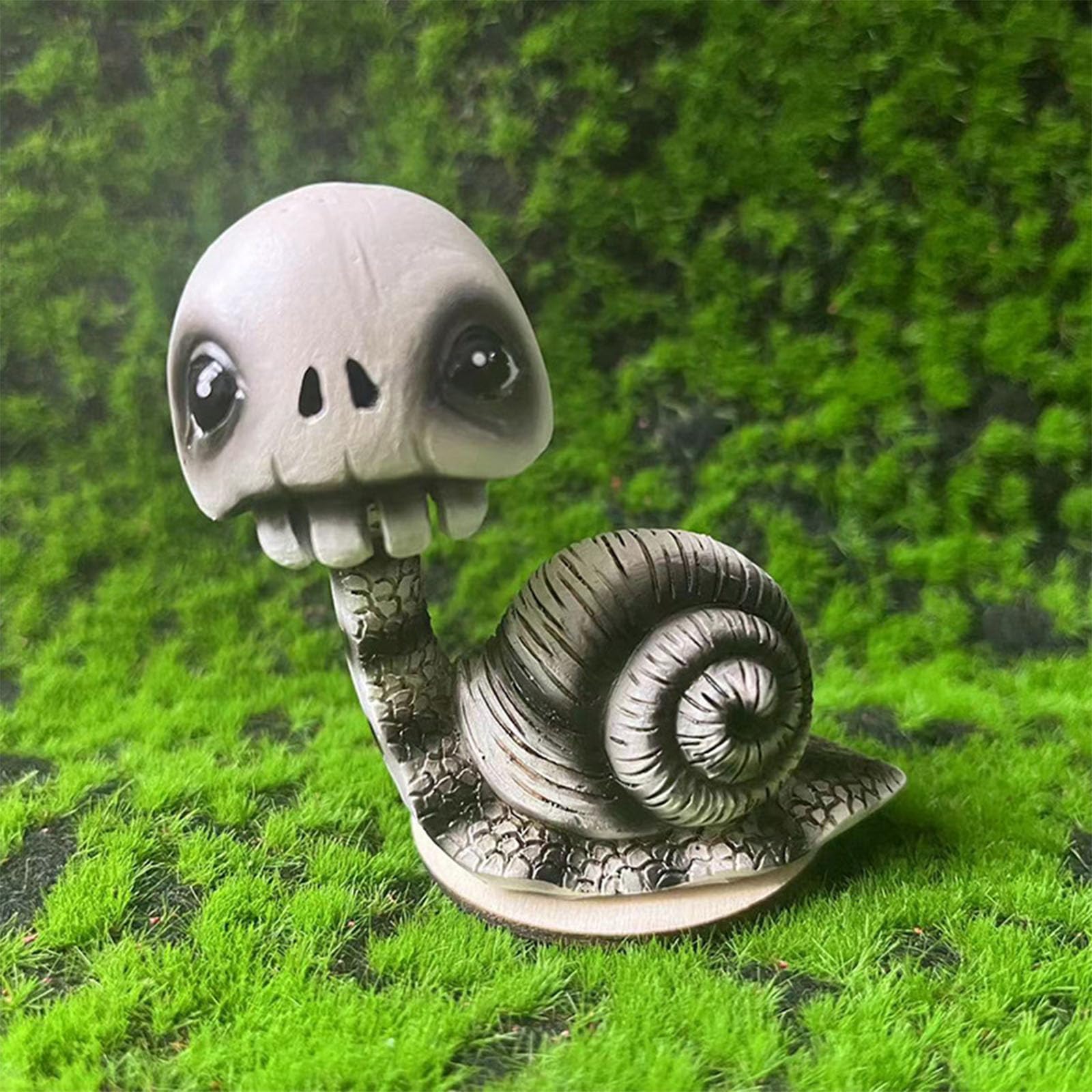 Brigtviee Skull Snail Statue Shaking Head Snail Figurine Halloween Animal Skull Mini Bobbleheads Figures Skeleton Doll Halloween Party Desktop Decor Halloween Decorations Garden Decor