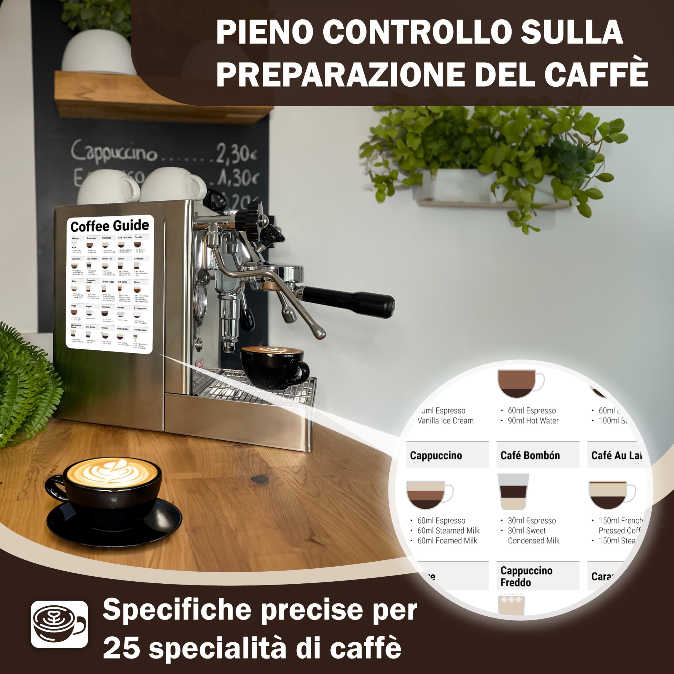 Wuni Guida Magnetica Per Caffè - 25 Specialità In Formato A5 - Accessorio Per Baristi E Amanti Del Caffè - Regalo Per Macchina Portafiltro - Bianco - 2