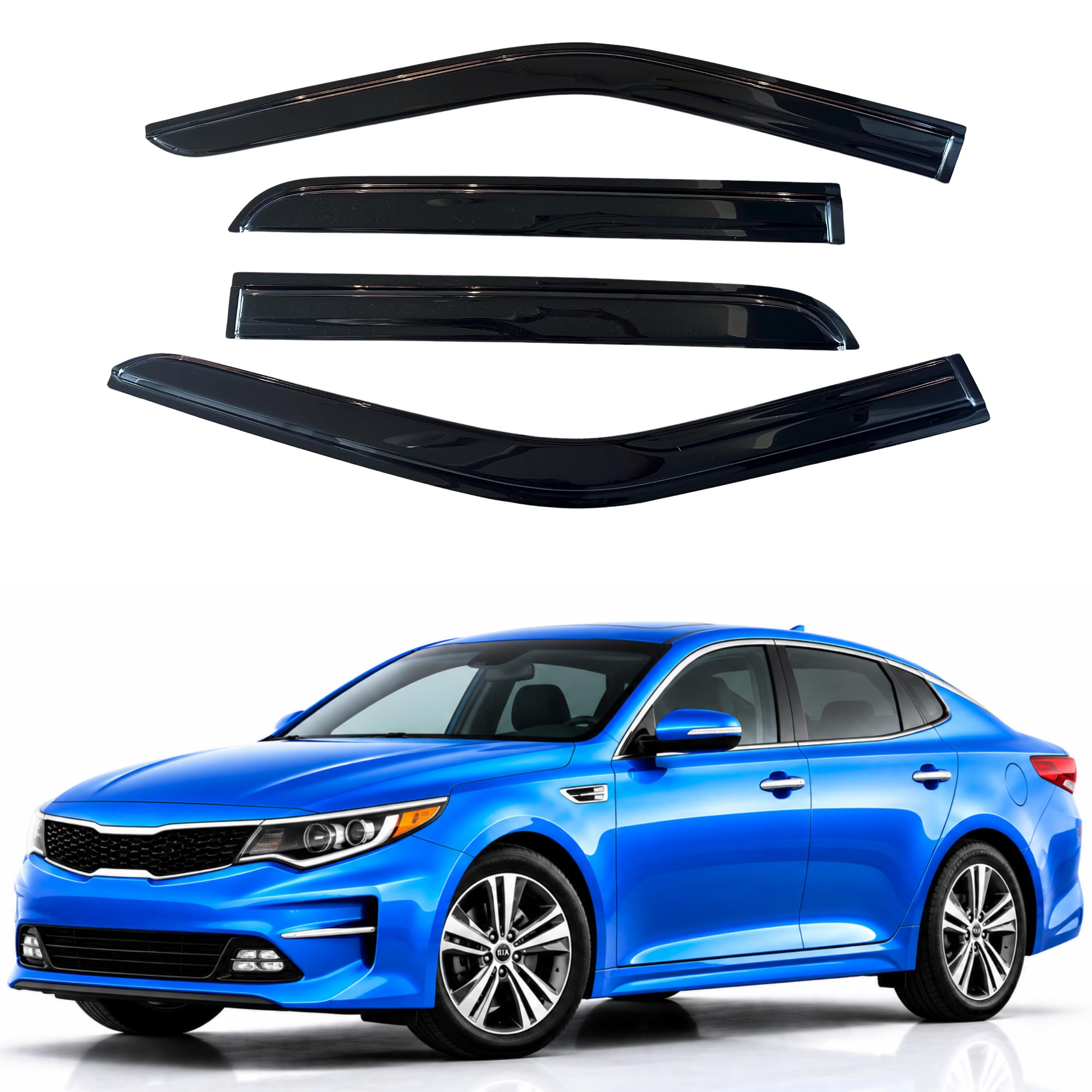 IG Window Visors Fit for 2016-2020 Kia Optima, Out-Channel Rain Guards Vent Wind Deflectors 4PC, Car Accessories for 16-20 Optima (Excludes Hybrid Models)