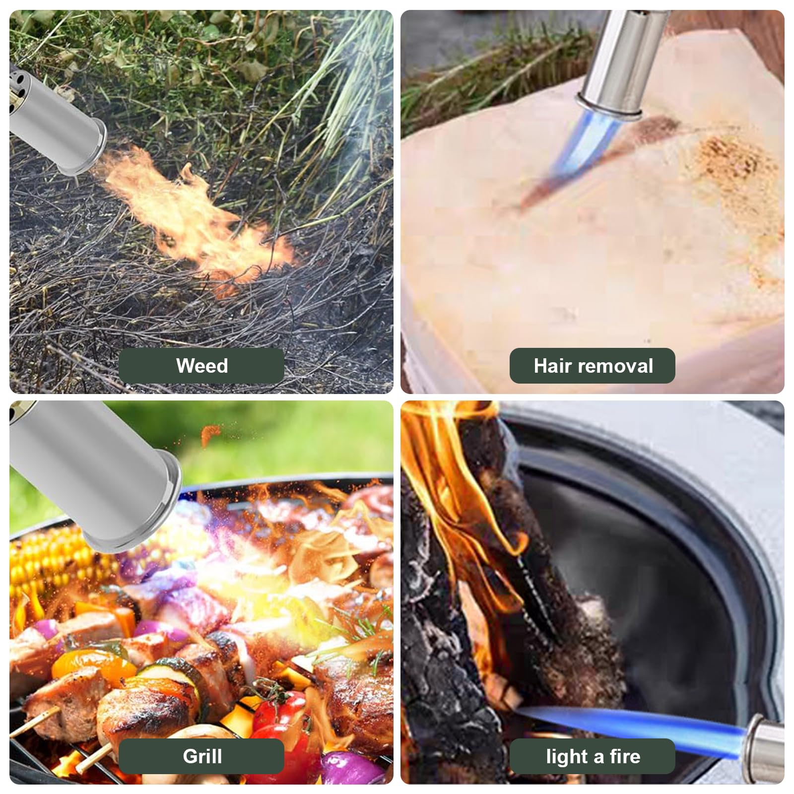 Chalumeau de Camping Professionnel, Brûleur Réglable, Torche de Camping, Avec Vanne de Sécurité, pour Allumer Barbecue, Feu de Camp, Charbon de Bois (Bouteille De Gaz Non Incluse)