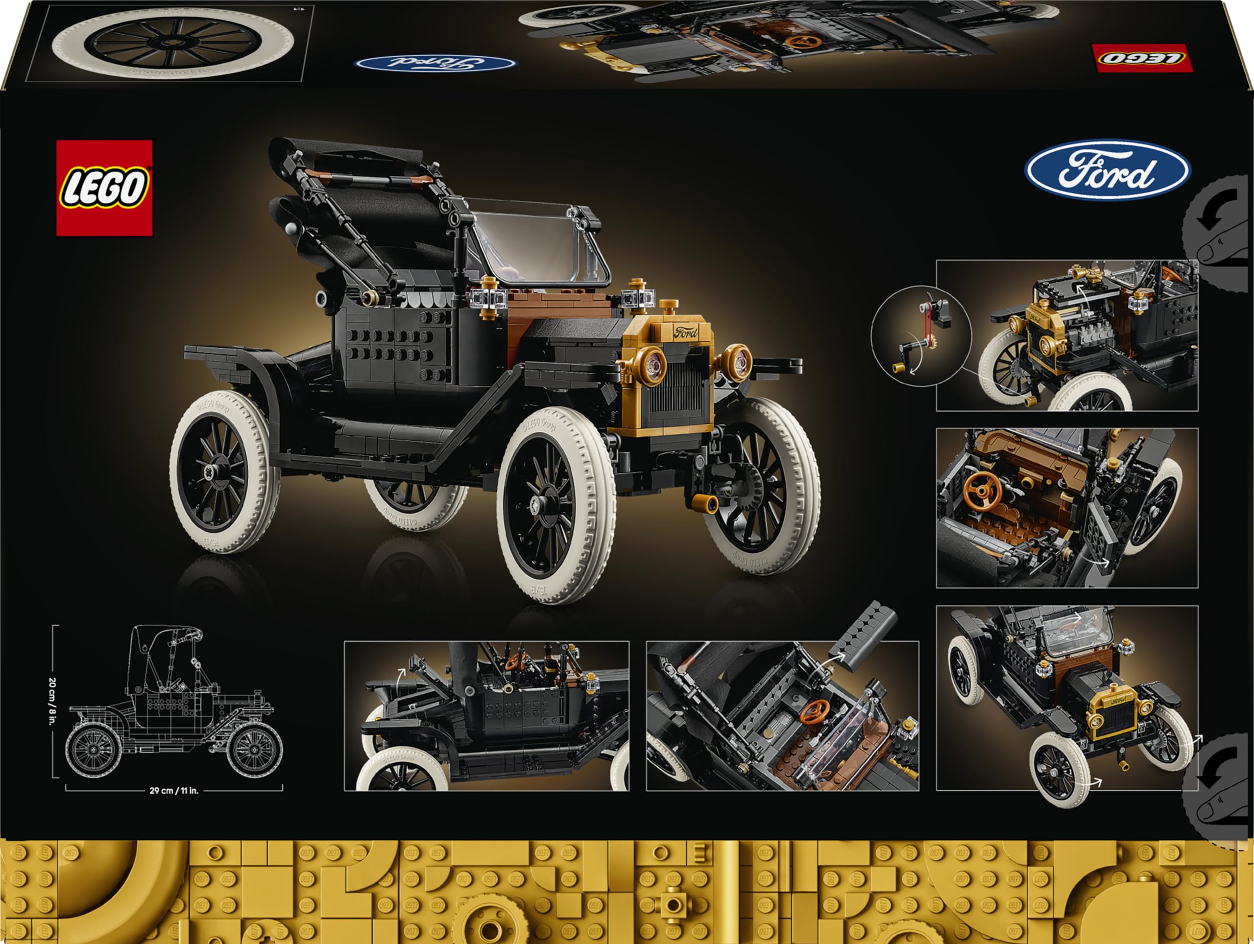 LEGO Icons Ford Model T - Modello di Auto Retrò per Adulti - Set da Collezione con Tetto in Tessuto, Ruote Alte e Parabrezza Apribile - Regalo Fai da Te per gli Appassionati di Veicoli Classici 11376