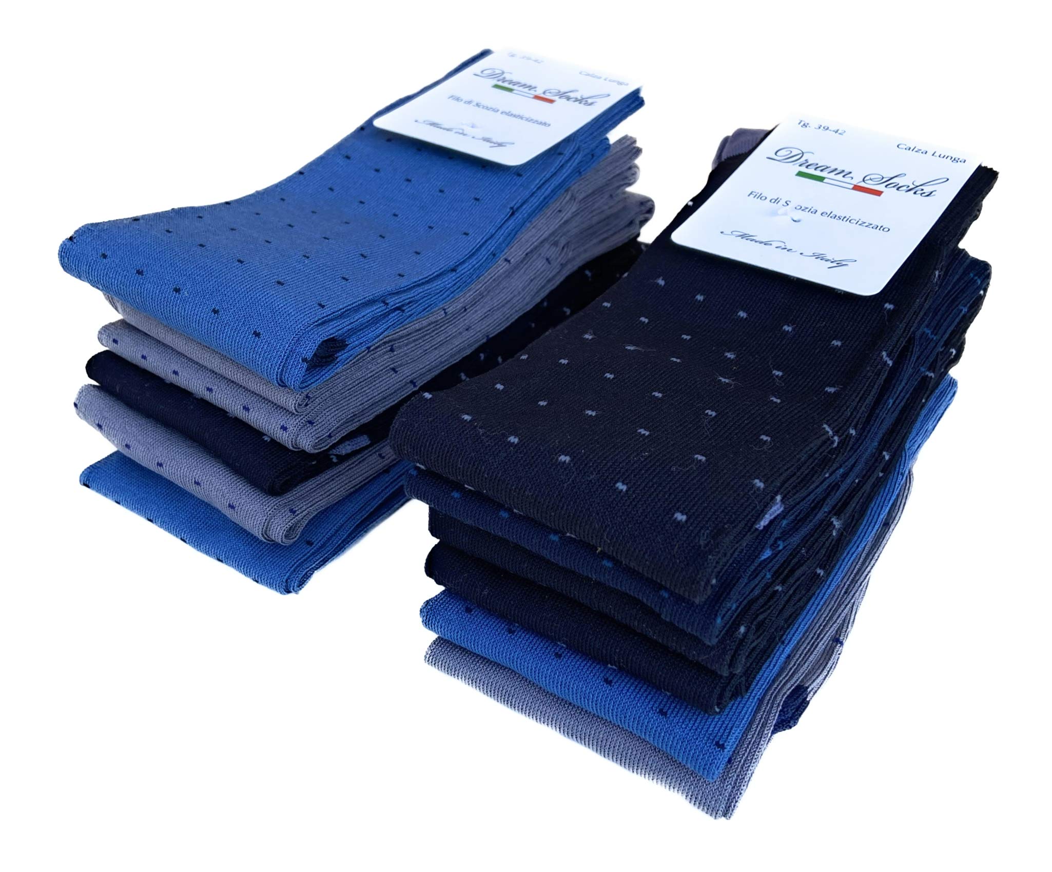 Calze LUNGHE da Uomo in Cotone Filo Di Scozia Elasticizzate,Molto Leggere,Colorate-Disegnate-Tinta Unita,Made In Italy
