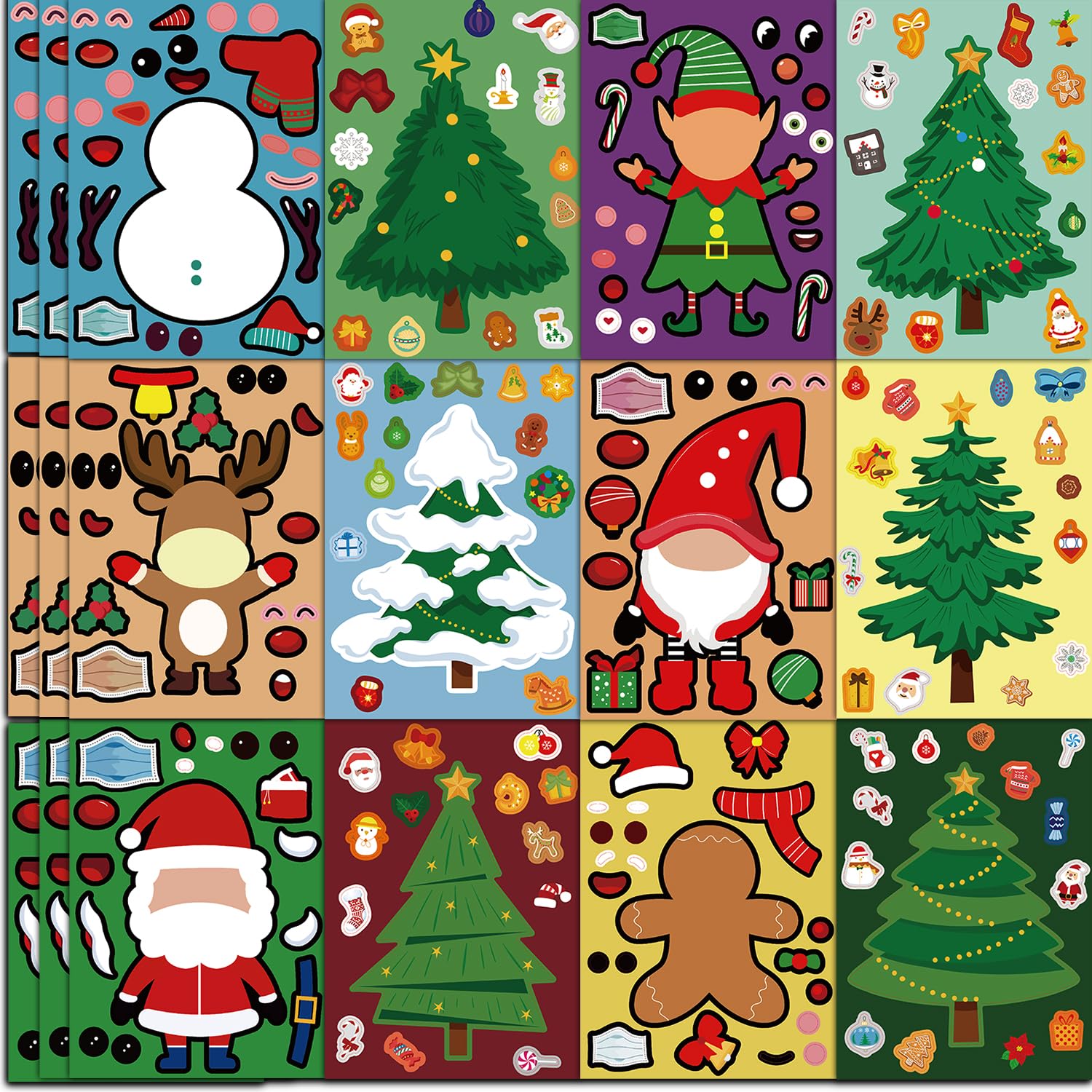 Christmas Stickers for Kids, 36 Sheets Make Your Own Christmas Crafts Party Favors for Kids Boys Girls, Holiday Stickers Party Games Activities Goody Bag Stuffers Gifts