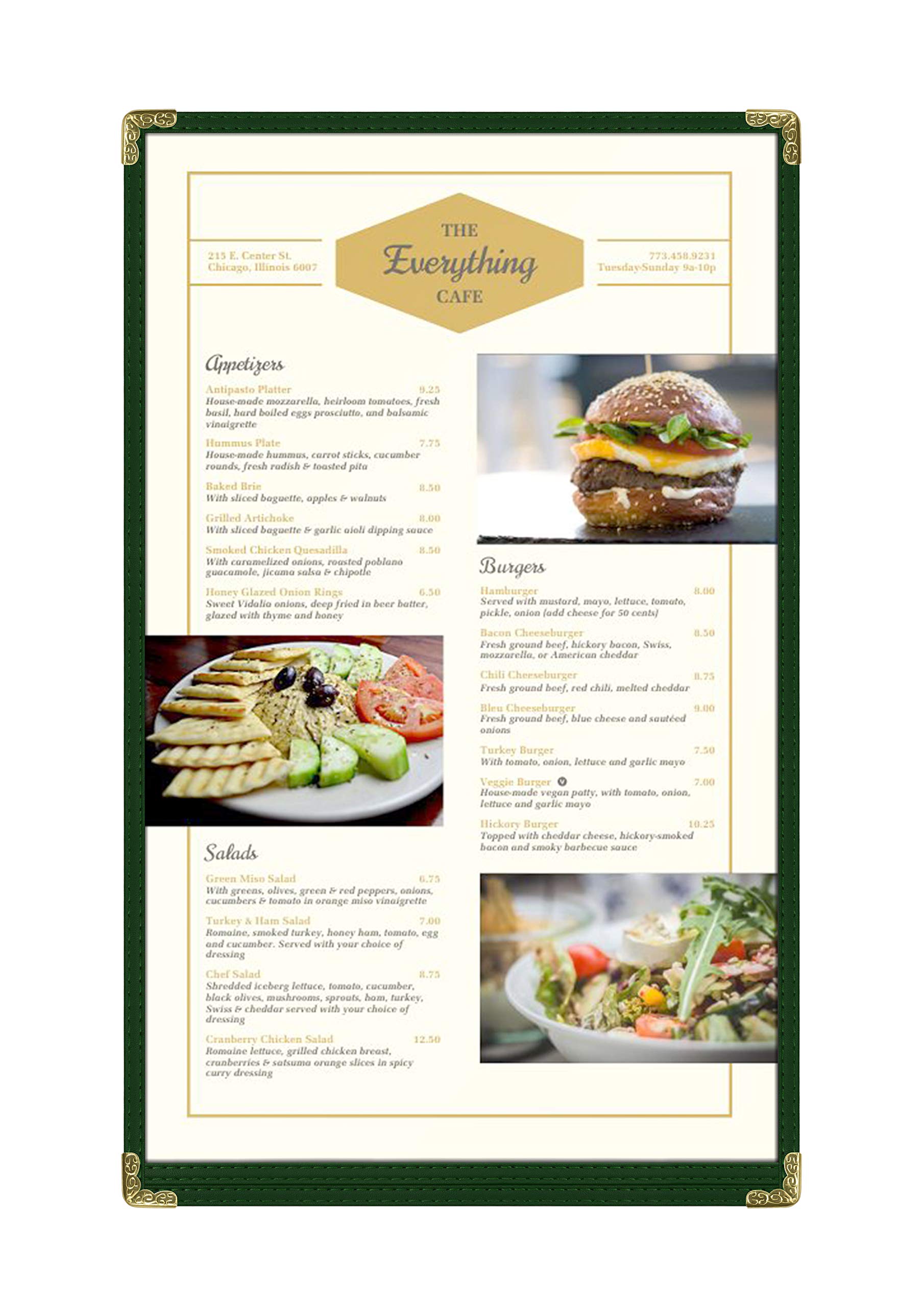 Goodsmart Restaurant Menu Covers – 25 Pack Green 2-View, Top-Loading Menu Holders, Vinyl & Plastic Café Menu Covers, Clear Menu Sleeves, Fits 8.5