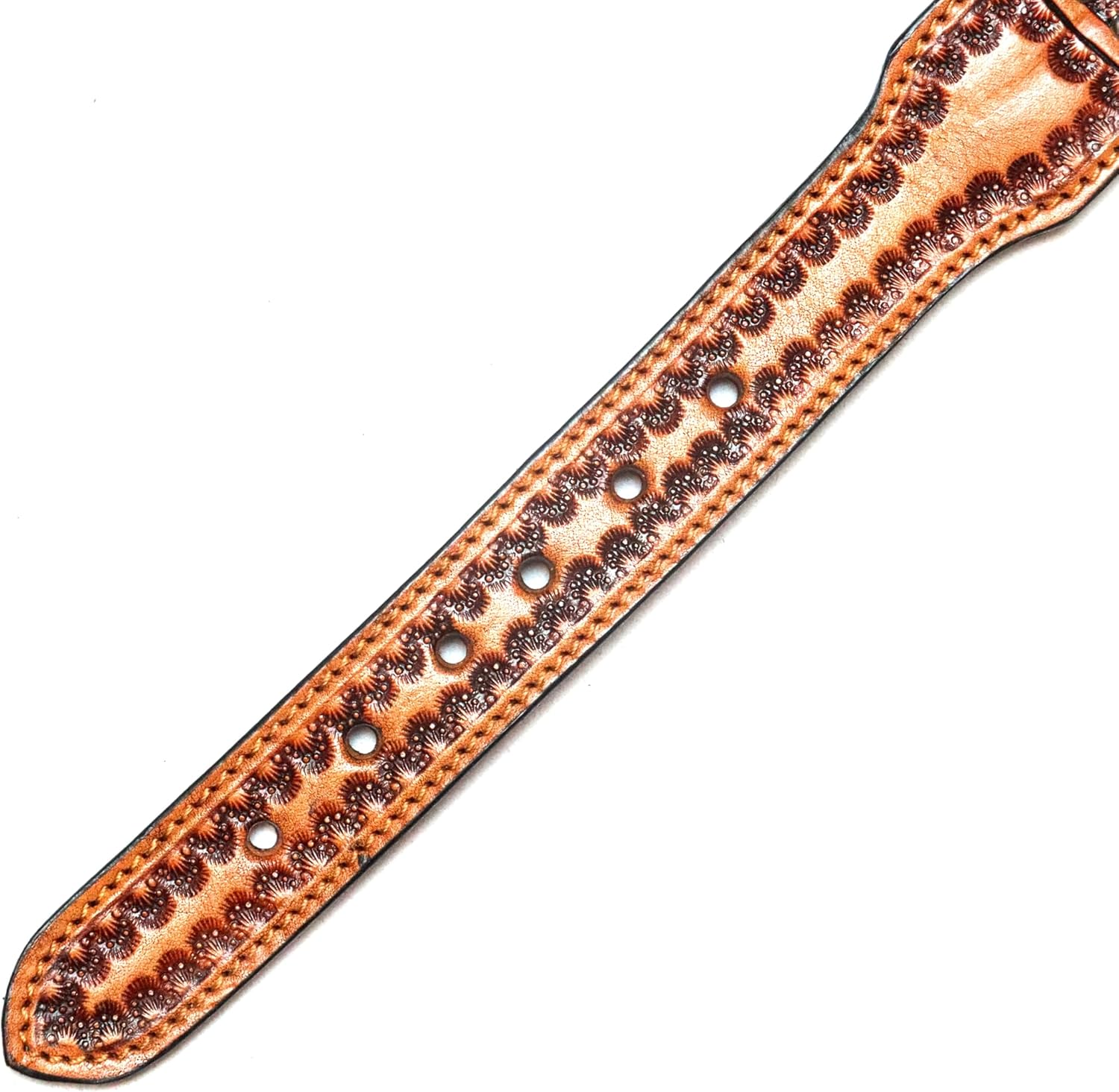 Western Leather Pet Floral Tooled Dog Collar Heavy Duty Hand Crafted Adjustable Padded Soft Puppy Puppies Big Inlaid Beaded Buckstitch (Dog Collar Design_3, Medium - L - 19.5" / W - 1.5")