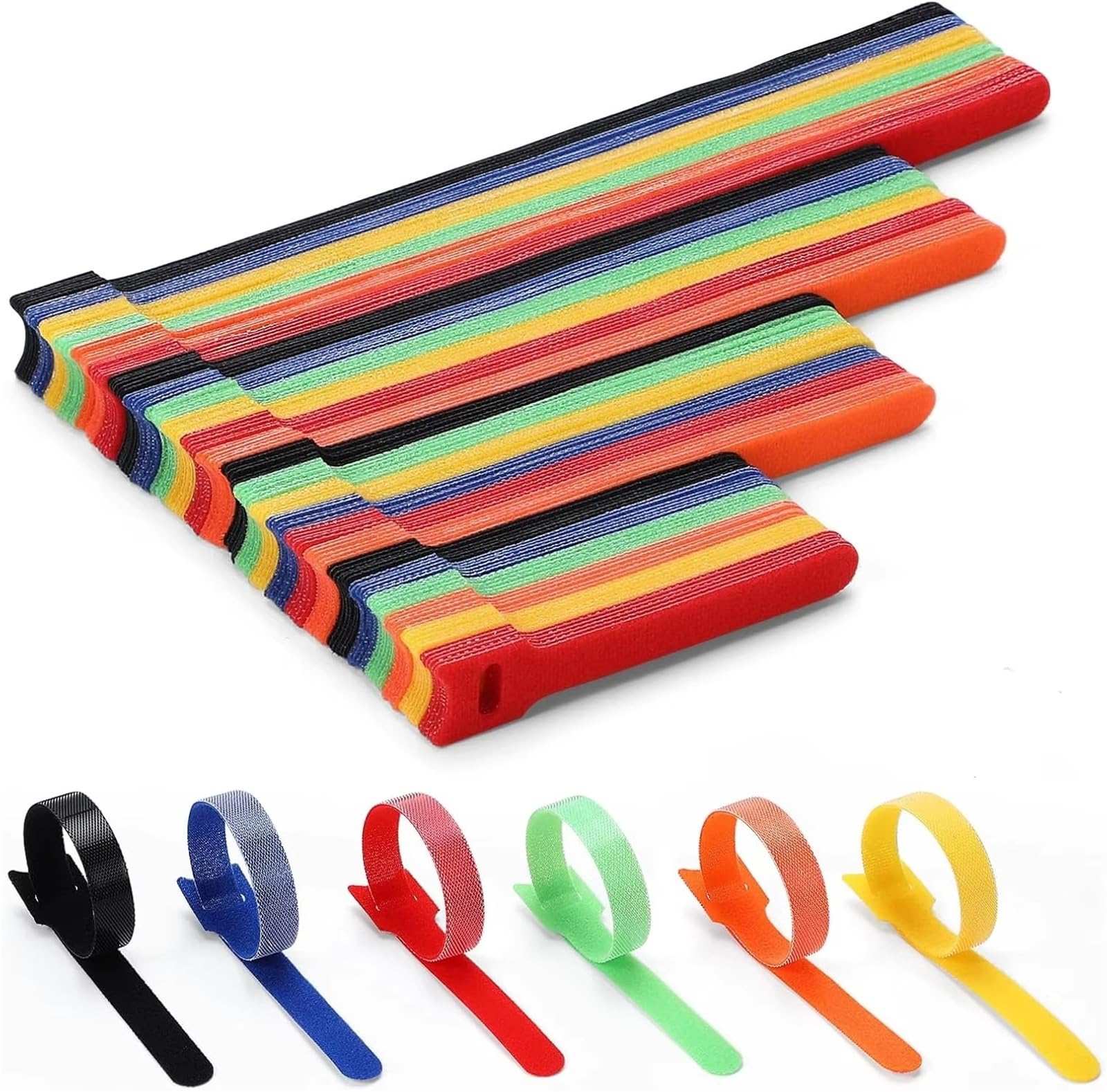 Zip Ties 100PCS 10/15/20cm Cable Ties Reusable Fastener Hook and Loop Tape Multi-Colour T-Type Wire Tie Adjustable Cable Straps Organizer Long Cable Ties(Grey,10x100mm-100Pcs)