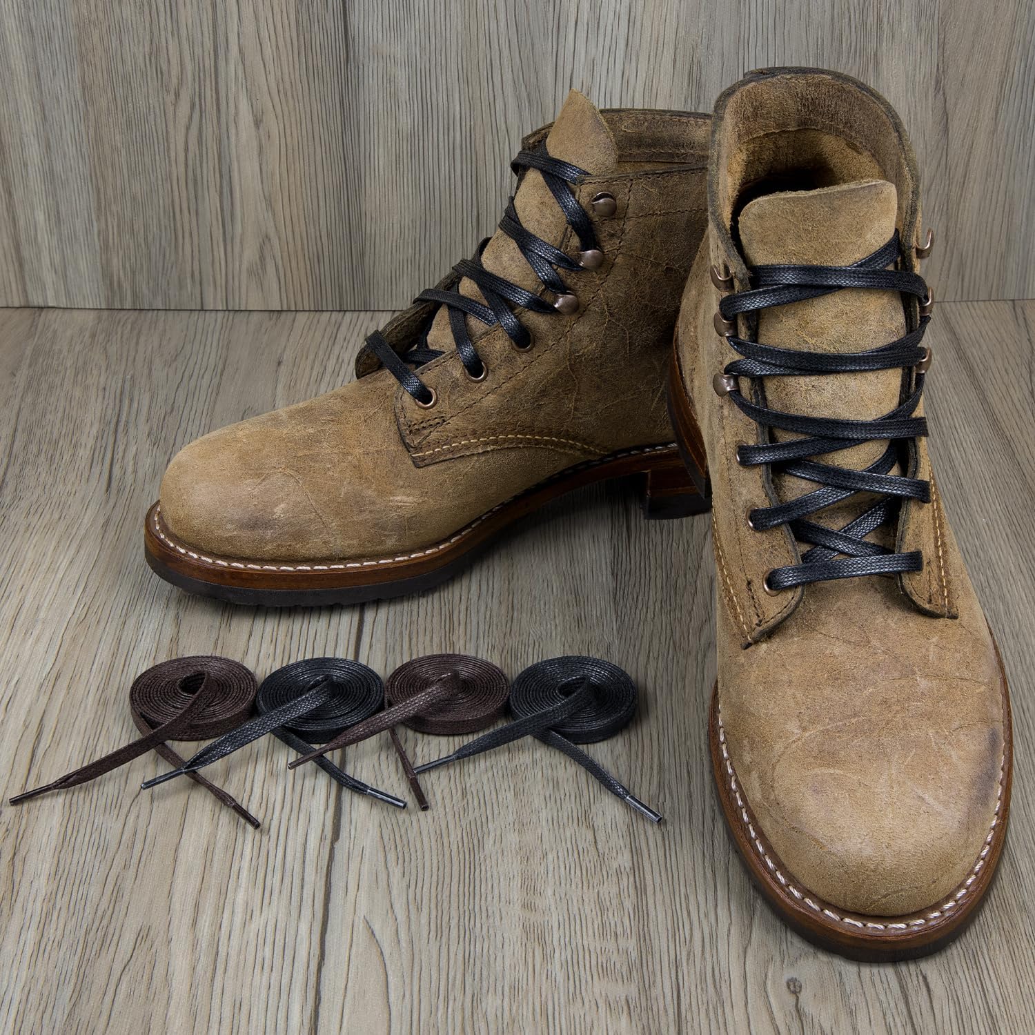 Endoto Waxed Shoe laces for Wolverine 1000 Mile Work Boot Men Women Flat Shoelaces Stings