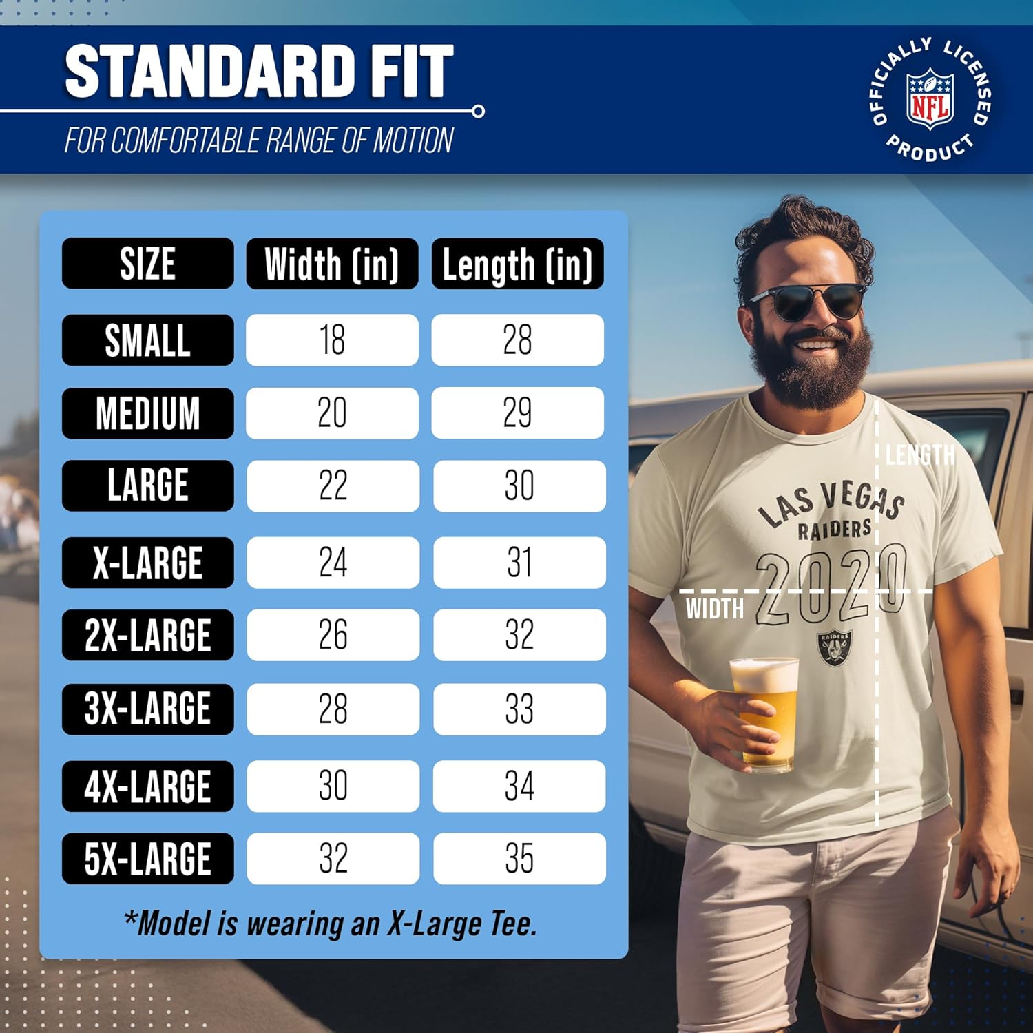 Team Fan Apparel NFL Adult Big Date Tag-Less T-Shirt, Unisex Football Tee, Soft Comfortable Cotton, Officially Licensed - Image 6