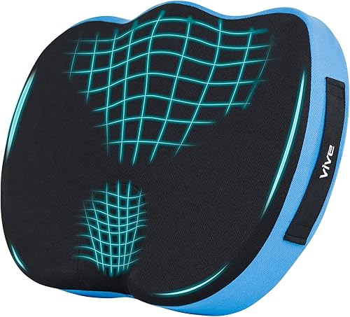 Vive Cojín para aliviar el dolor de coxis Almohada de asiento de espuma viscoelástica para sillas de ruedas para ciática, coxis, dolor de espalda,