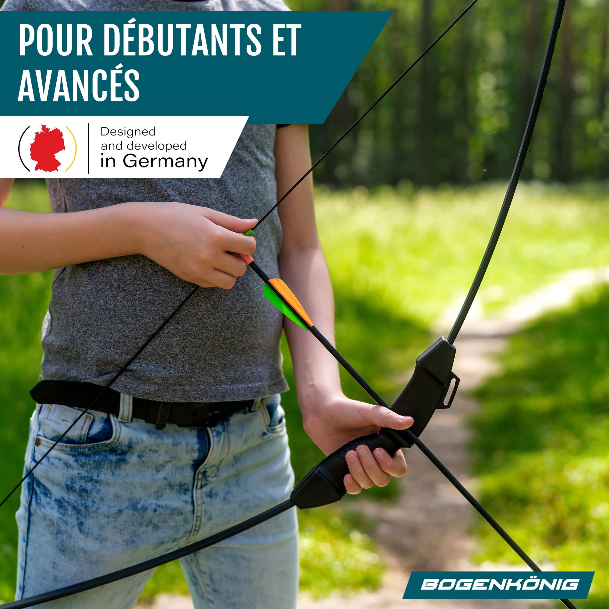 Flèches de Tir à l'arc | Lot de 5 | Flèches d'arc en Fibre de Verre avec Pointe en Métal pour Débutants et Avancés | 28 Pouces