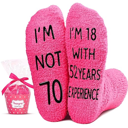 HAPPYPOP Christmas Gifts for Women Fuzzy Socks for Women Gifts for Older Elderly Women, 70th Birthday Gifts, Gifts for 70 Year Old Woman Womens Socks