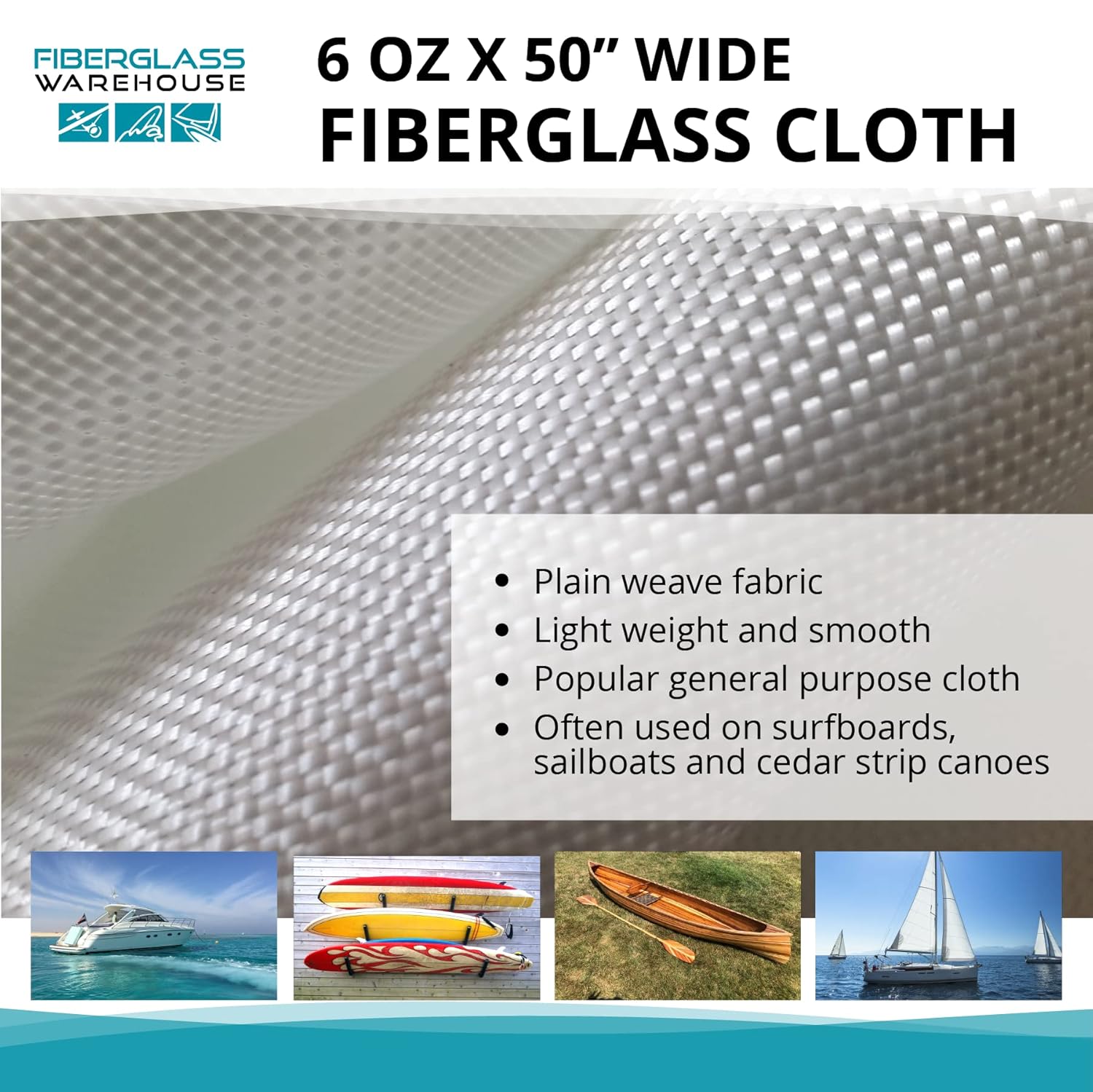 Fiberglass Repair Kit- Polyester Laminating Resin Quart with 3 Yards 6 oz x 50" Fiberglass Cloth for Boat, Auto, RV, General Purpose Fiberglass Repairs