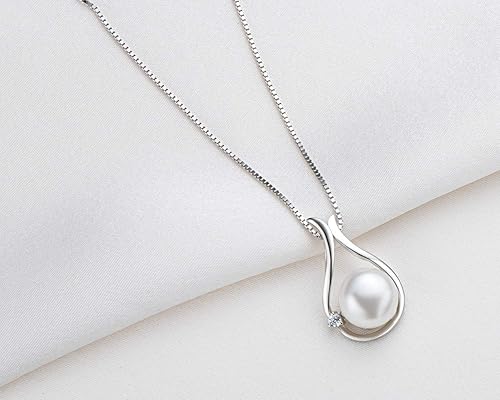 Miniatura 4 de Pearl Necklaces for Women, Freshwater Cultured Single White Pearl Pendant with 925 Sterling Silver Chain Pearl Jewelry Gifts for Mom Wife Her