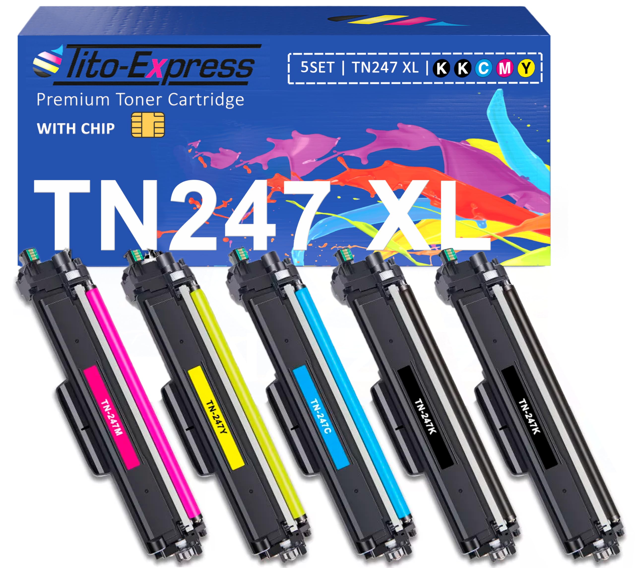 TN-243cmyk TN247 TN 247 XL compatibile con toner Brother MFC-L3750CDW MFC-L3770CDW MFC-L3730CDN DCP-3510CDW DCP-L3550CDW HL-L3270CDW HL-L3210CW TN243CMYK nero, magenta, giallo, ciano, confezione da 5