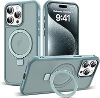Vista 1 de Compatible with iPhone 15 Pro Case with Invisible Magnetic O-Ring Stand Translucent Case for iPhone 15 Pro 6.1" [Compatible with MagSafe][Great Grip