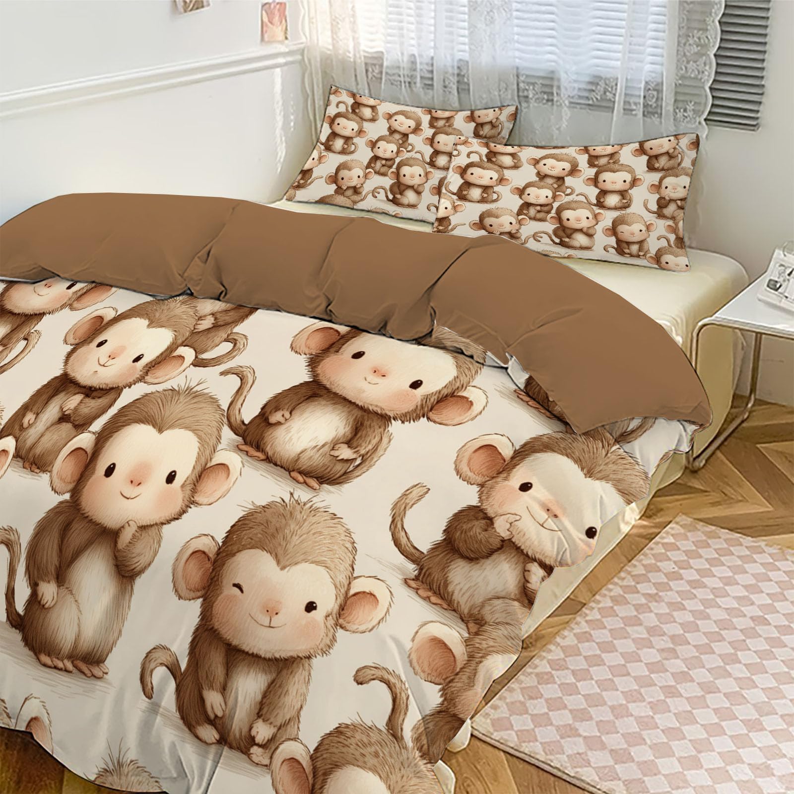 Housse de couette singe 240x260cm pour créer un cocon ludique dans la chambre enfant