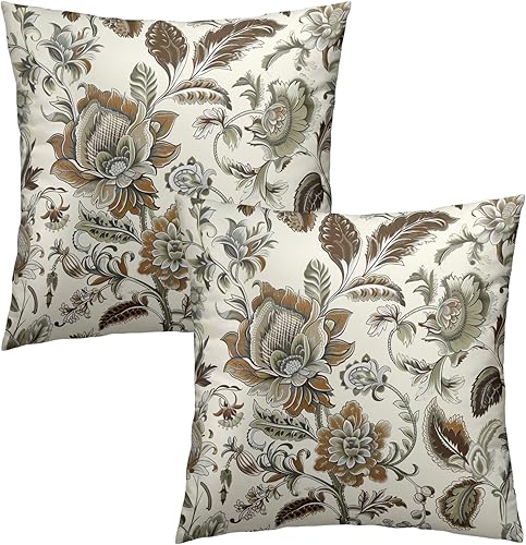 Miniatura 9 de Kawani Juego de 2 fundas de almohada de flores grises y amarillas de 18 x 18 pulgadas, fundas de almohada de color amarillo mostaza, fundas de